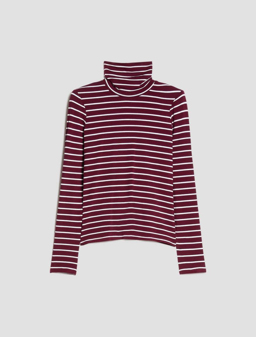 Stretch-jersey polo-neck T-shirt - BORDEAUX - Pennyblack - 2
