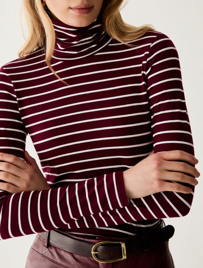Stretch-jersey polo-neck T-shirt - Pennyblack - 4