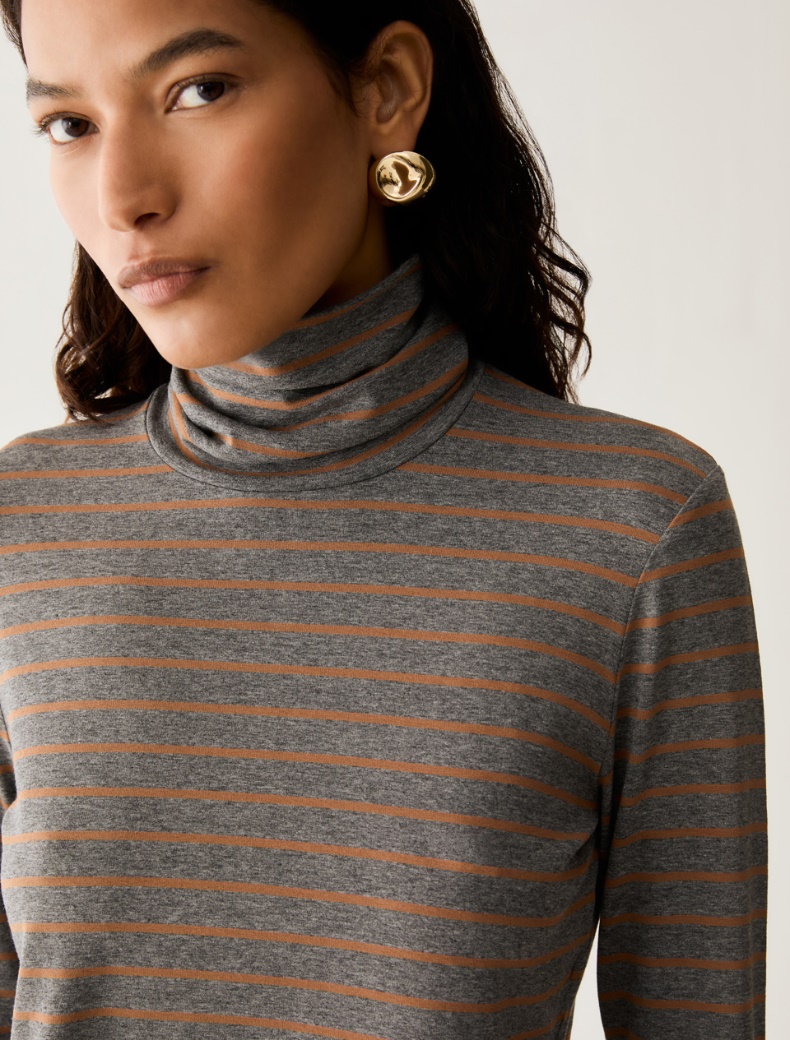 Stretch-jersey polo-neck T-shirt - Pennyblack - 4