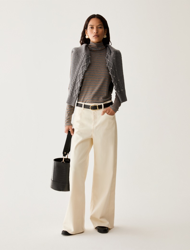 Stretch-jersey polo-neck T-shirt - Pennyblack - 5