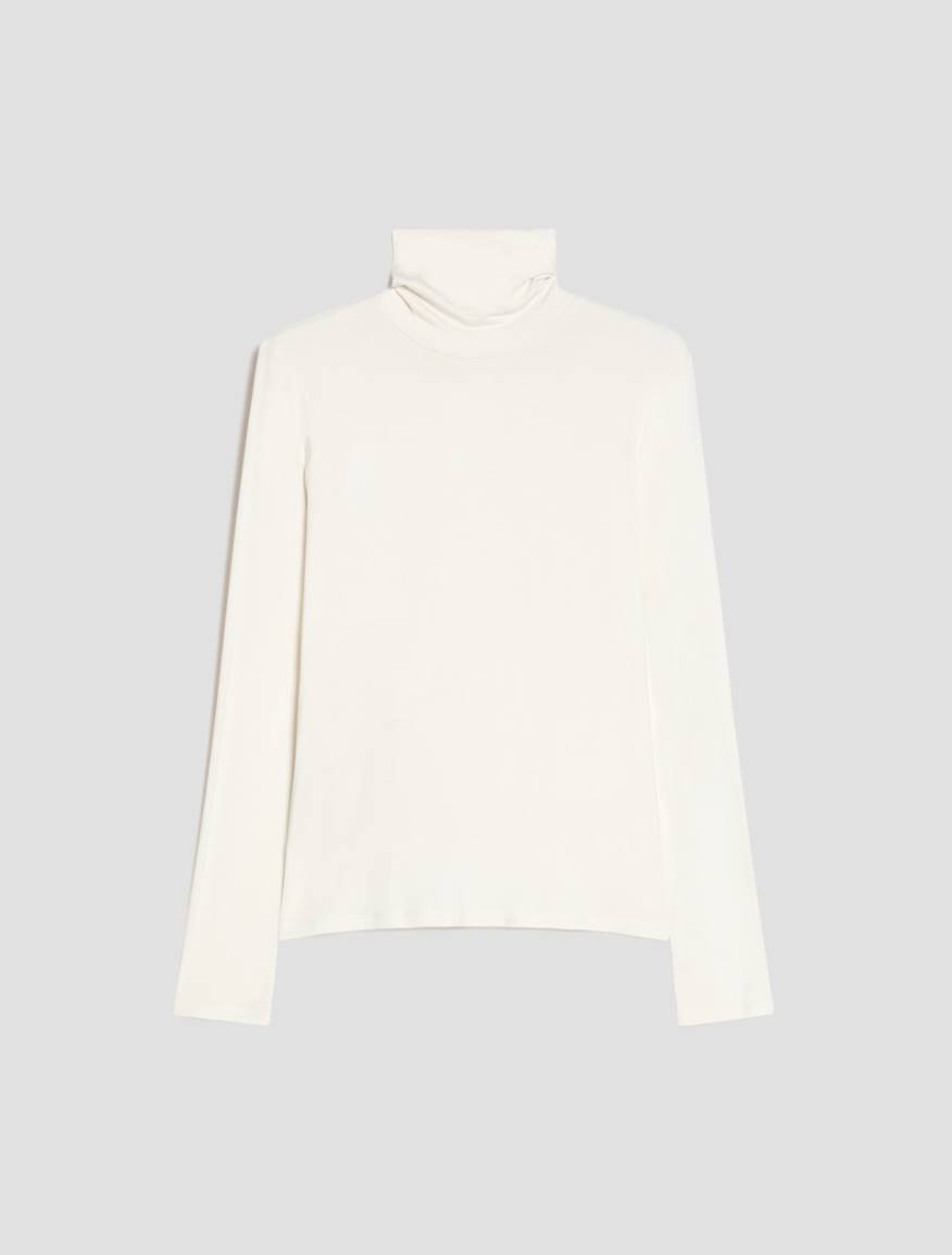 Stretch-jersey polo-neck T-shirt - IVORY - Pennyblack - 2