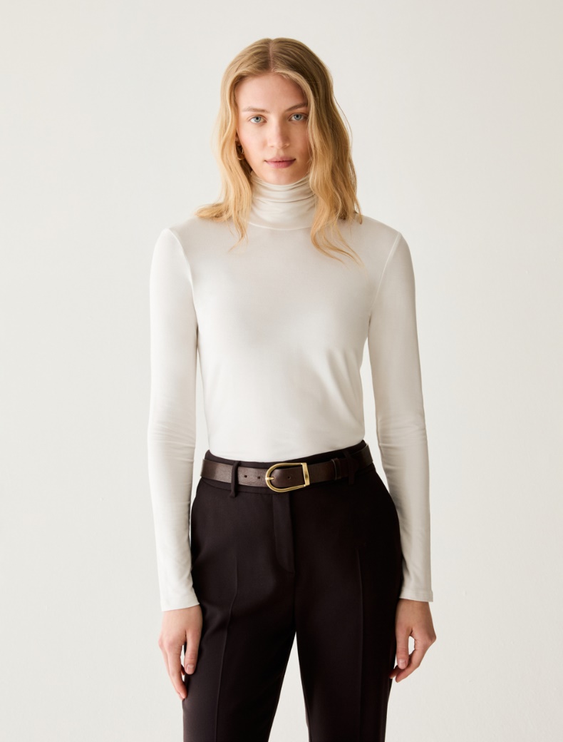 Stretch-jersey polo-neck T-shirt - Pennyblack