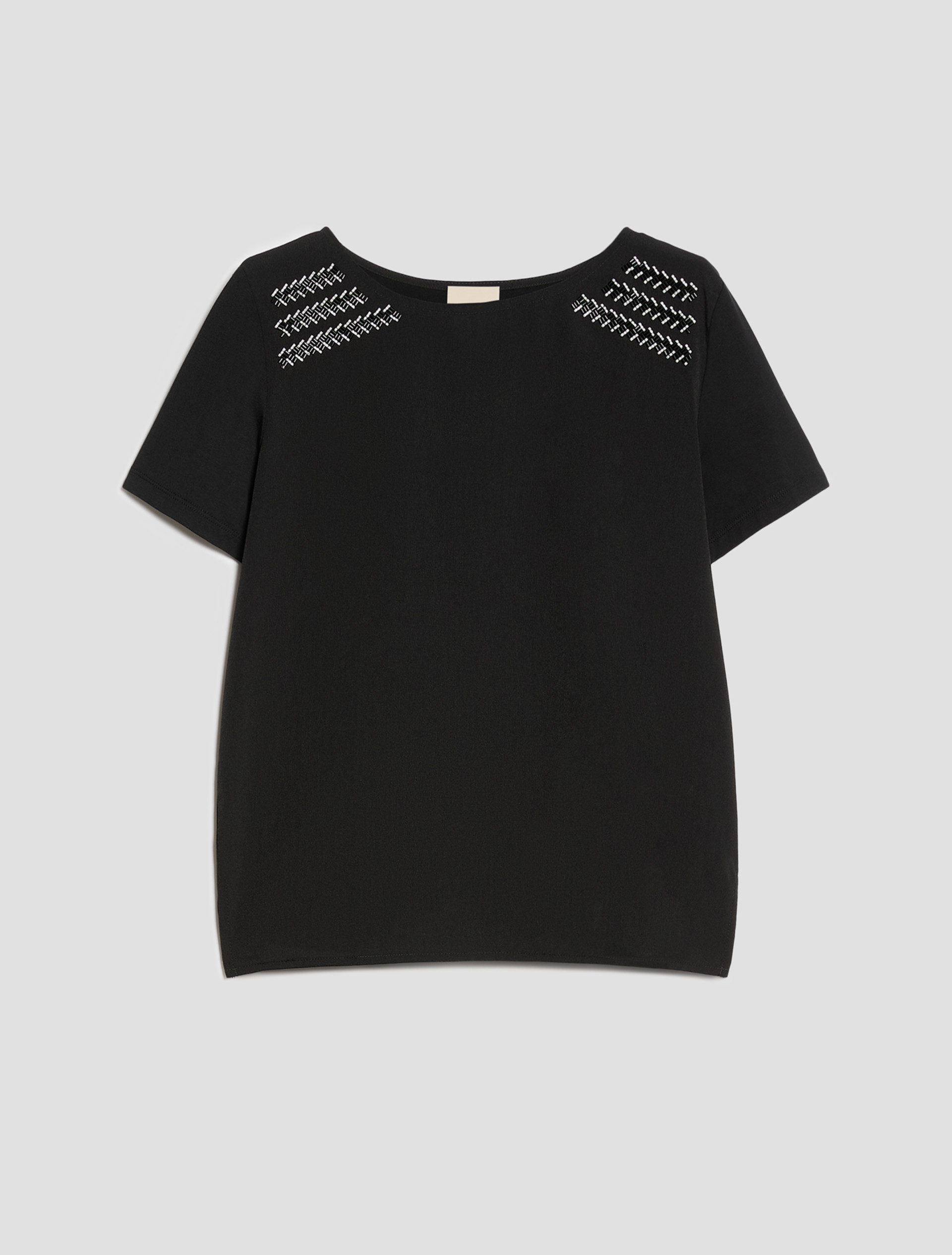 Jersey and crêpe de Chine T-shirt - BLACK - Pennyblack - 2
