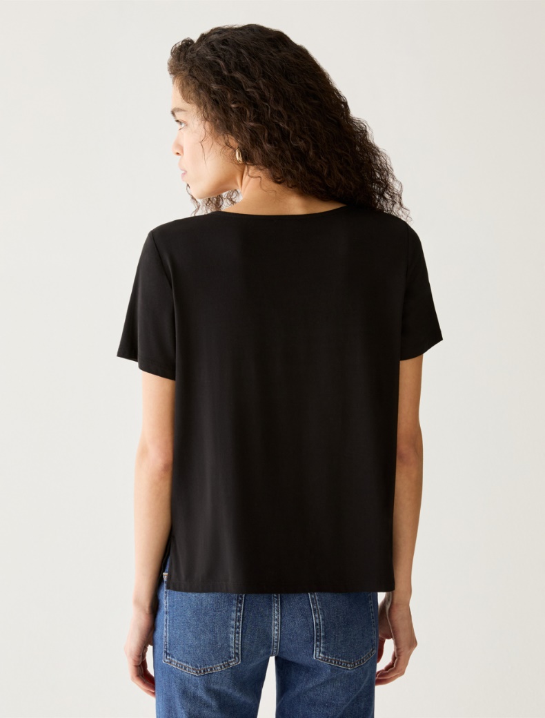 Jersey and crêpe de Chine T-shirt - Pennyblack - 3