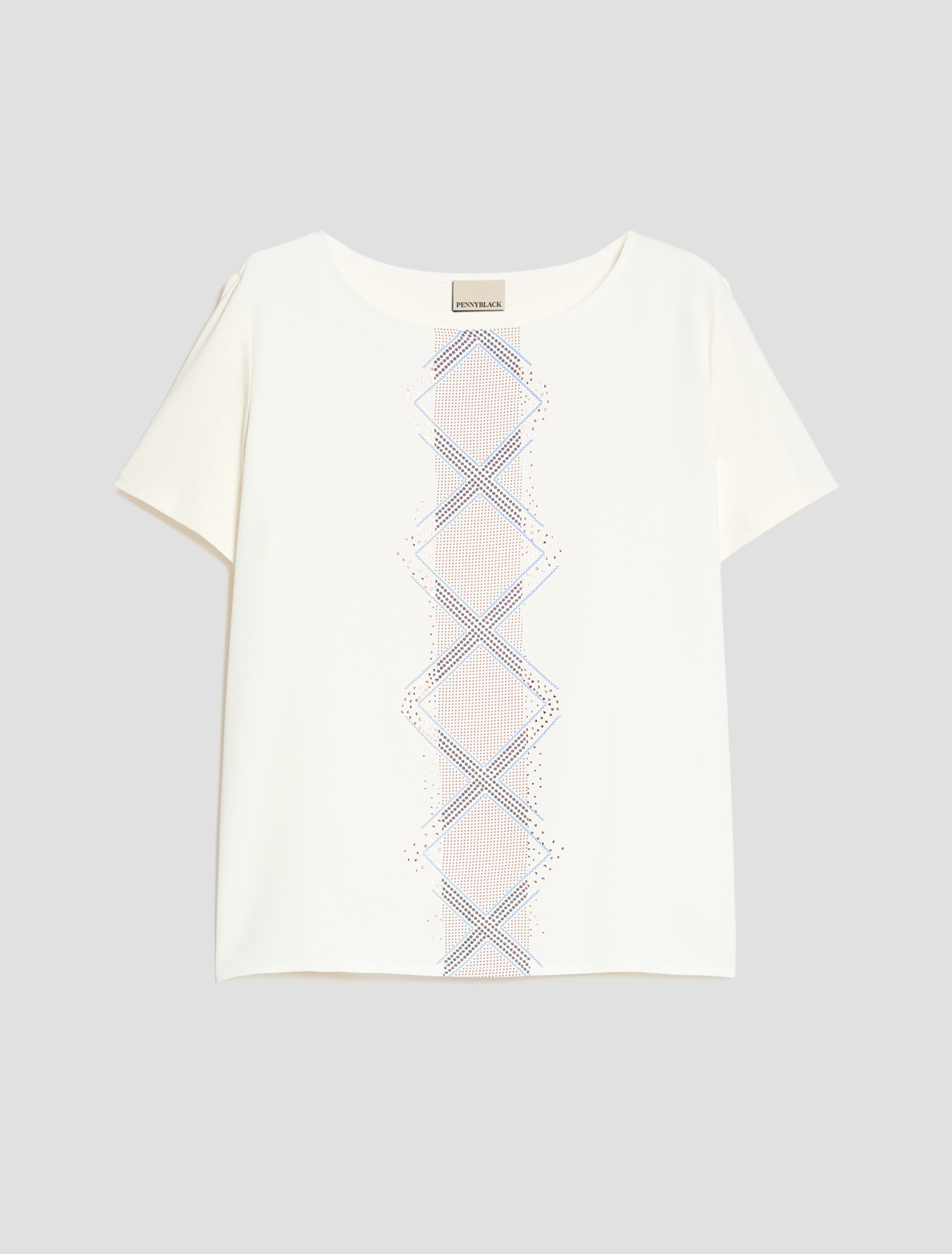 Jersey and crêpe de Chine T-shirt - WHITE - Pennyblack - 2