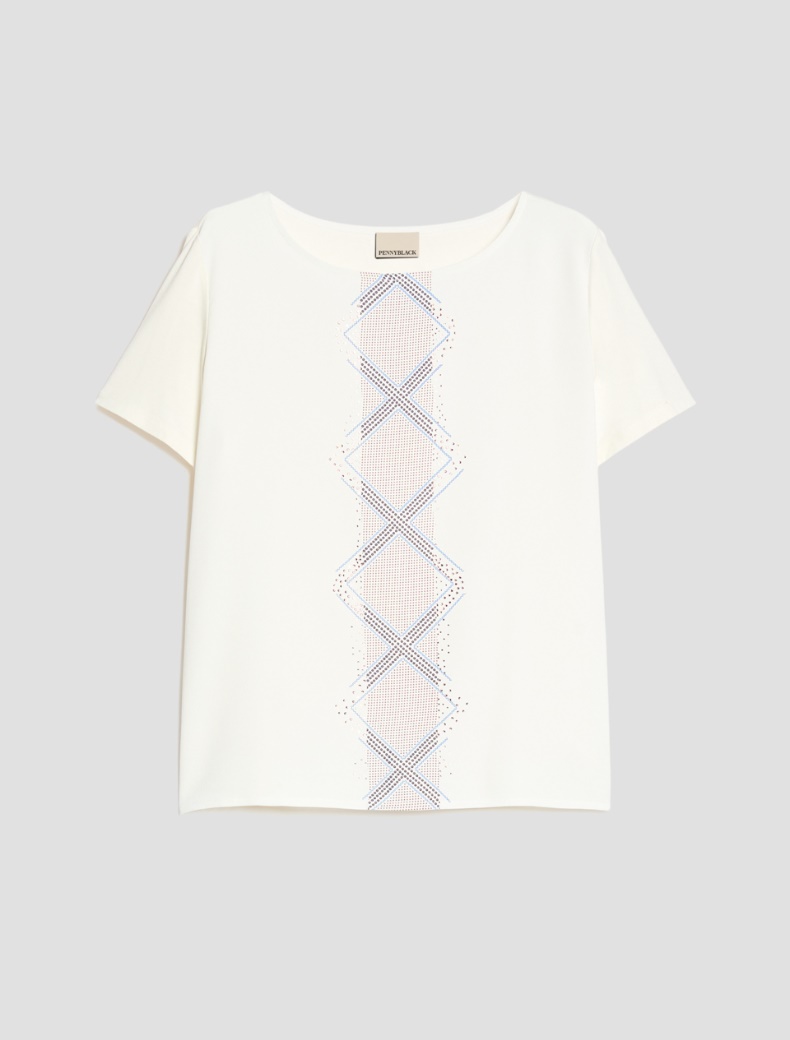 Jersey and crêpe de Chine T-shirt - Pennyblack - 2