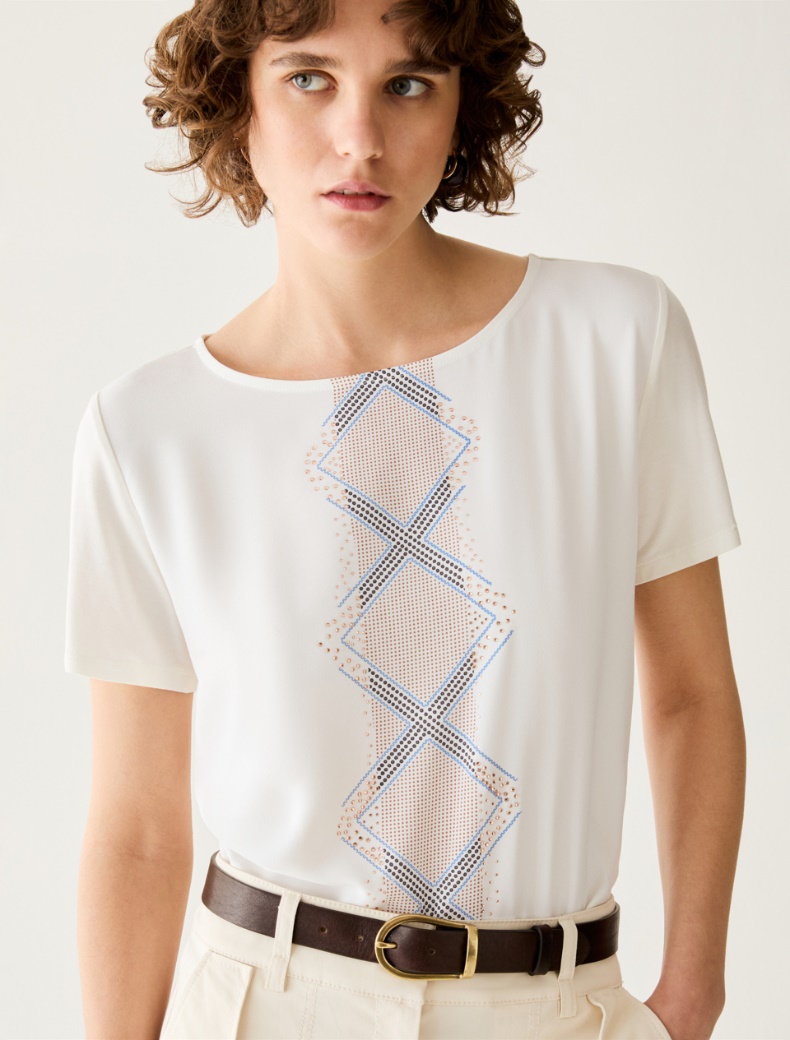 Jersey and crêpe de Chine T-shirt - Pennyblack - 4