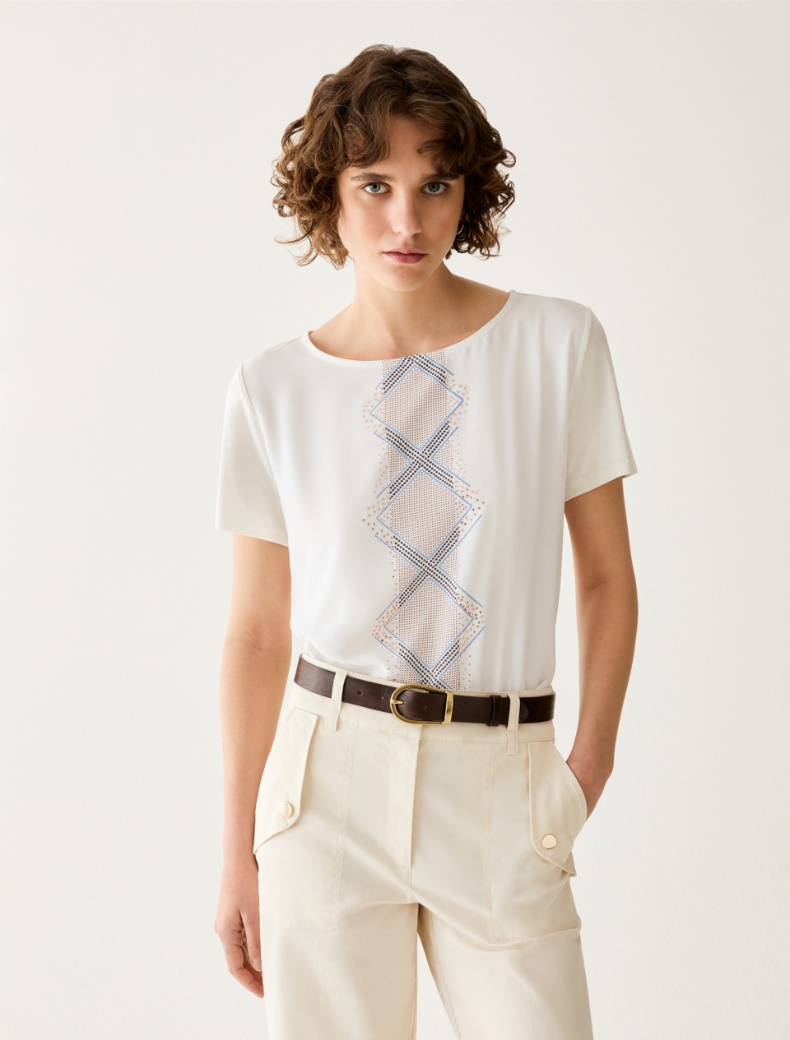 Jersey and crêpe de Chine T-shirt - Pennyblack - 6