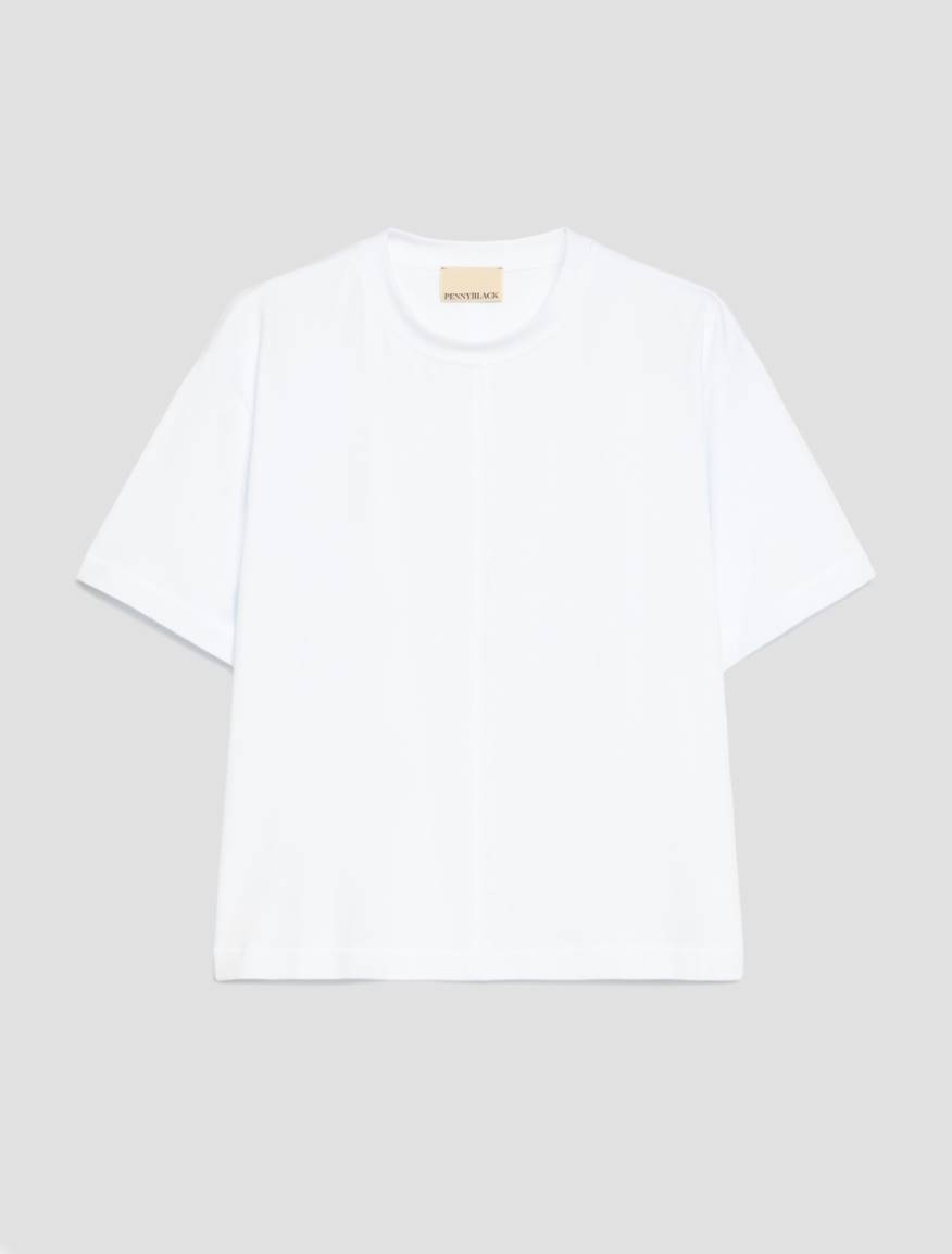 Boxy-cut cotton T-shirt - WHITE - Pennyblack - 2