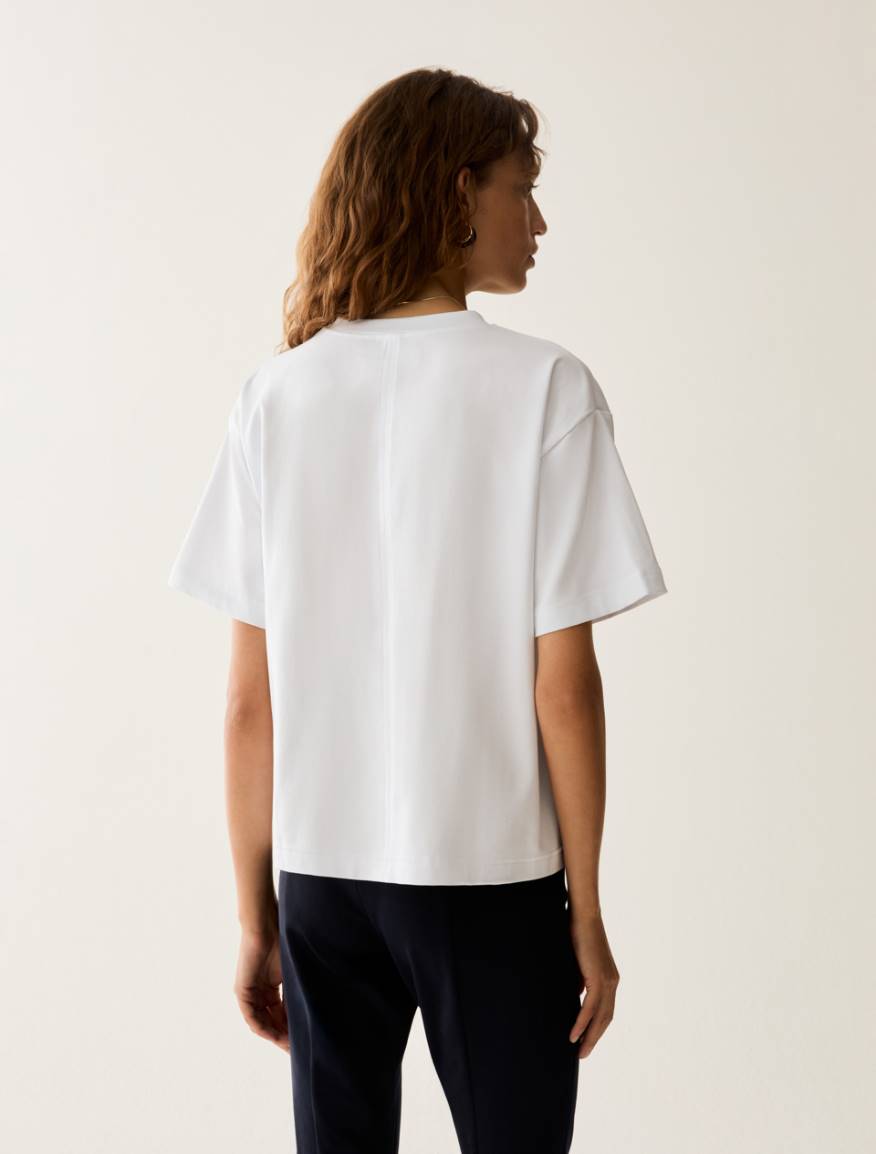 Boxy-cut cotton T-shirt - WHITE - Pennyblack - 3