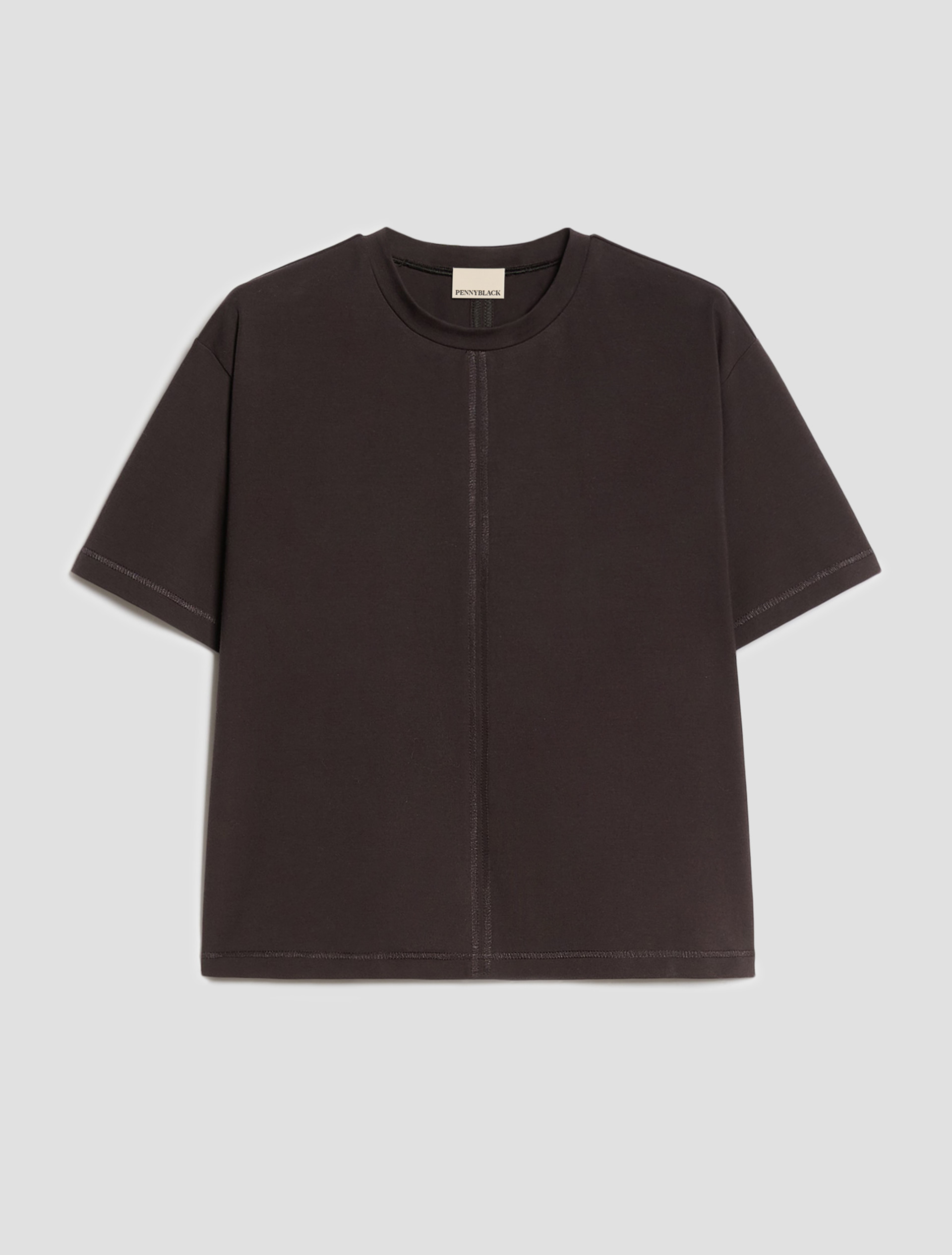 Boxy-cut cotton T-shirt - DARK BOWN - Pennyblack - 2