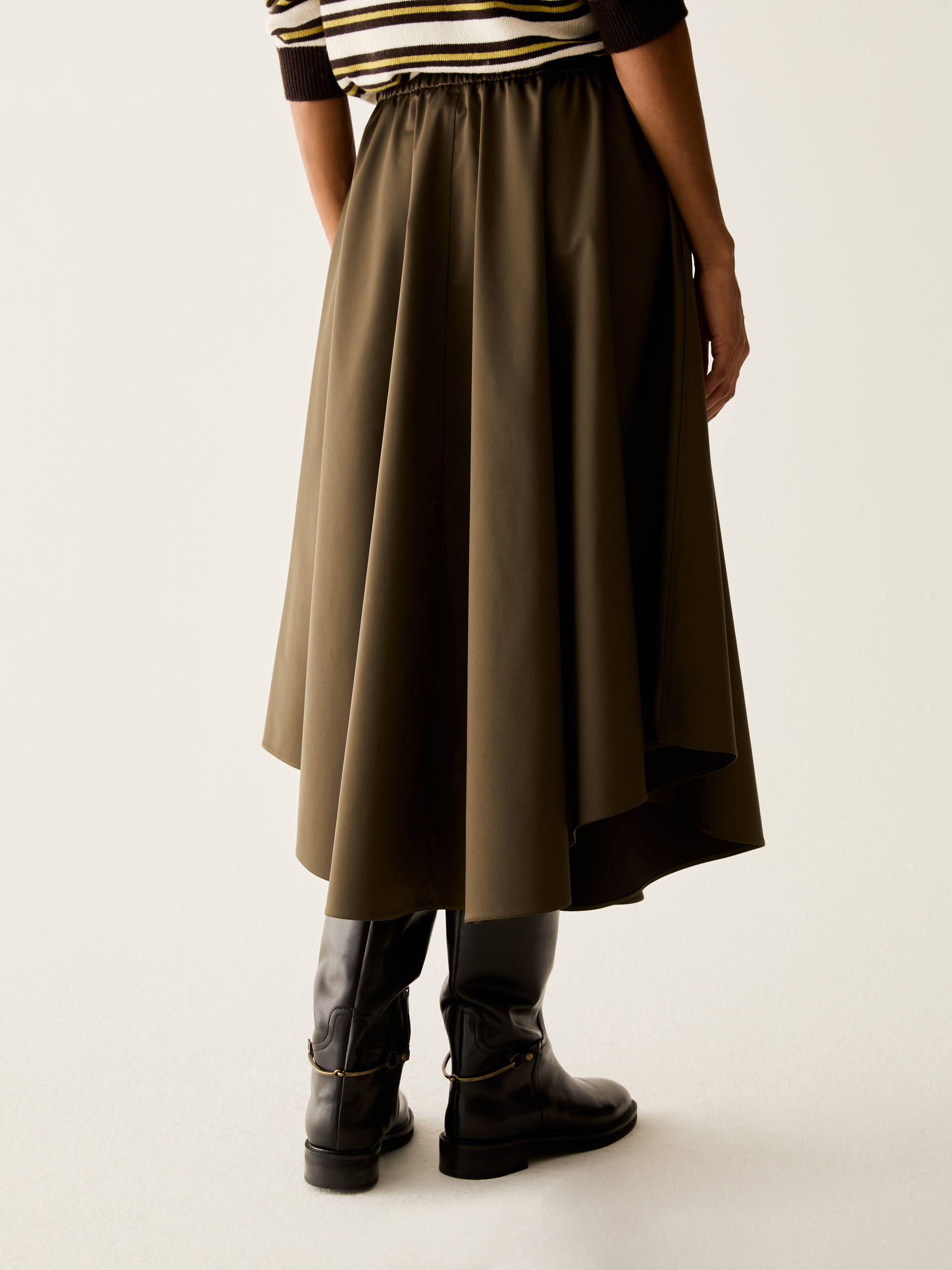 Technical satin midi skirt - KAKI - Pennyblack - 3