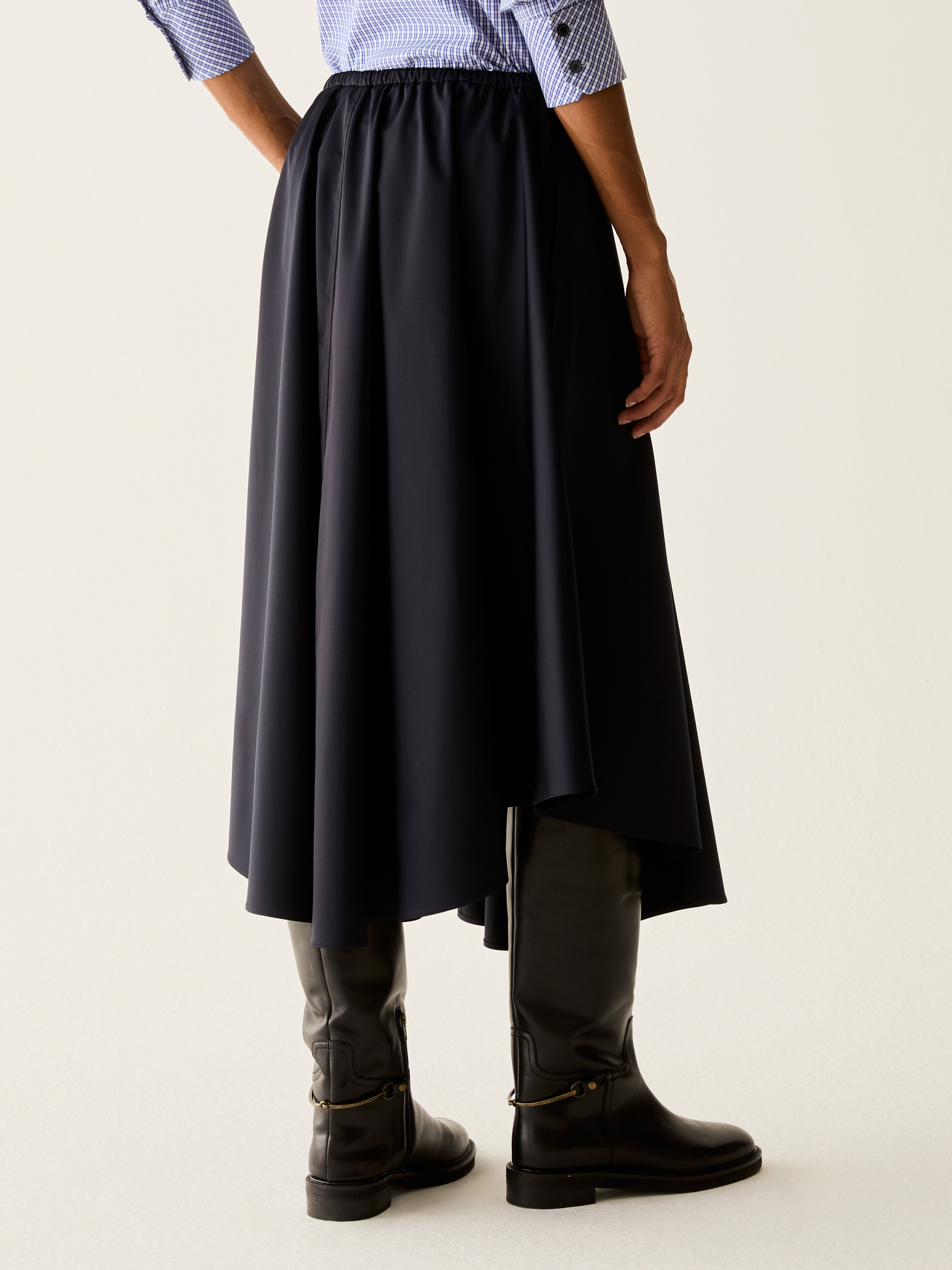 Technical satin midi skirt - NAVY - Pennyblack - 3
