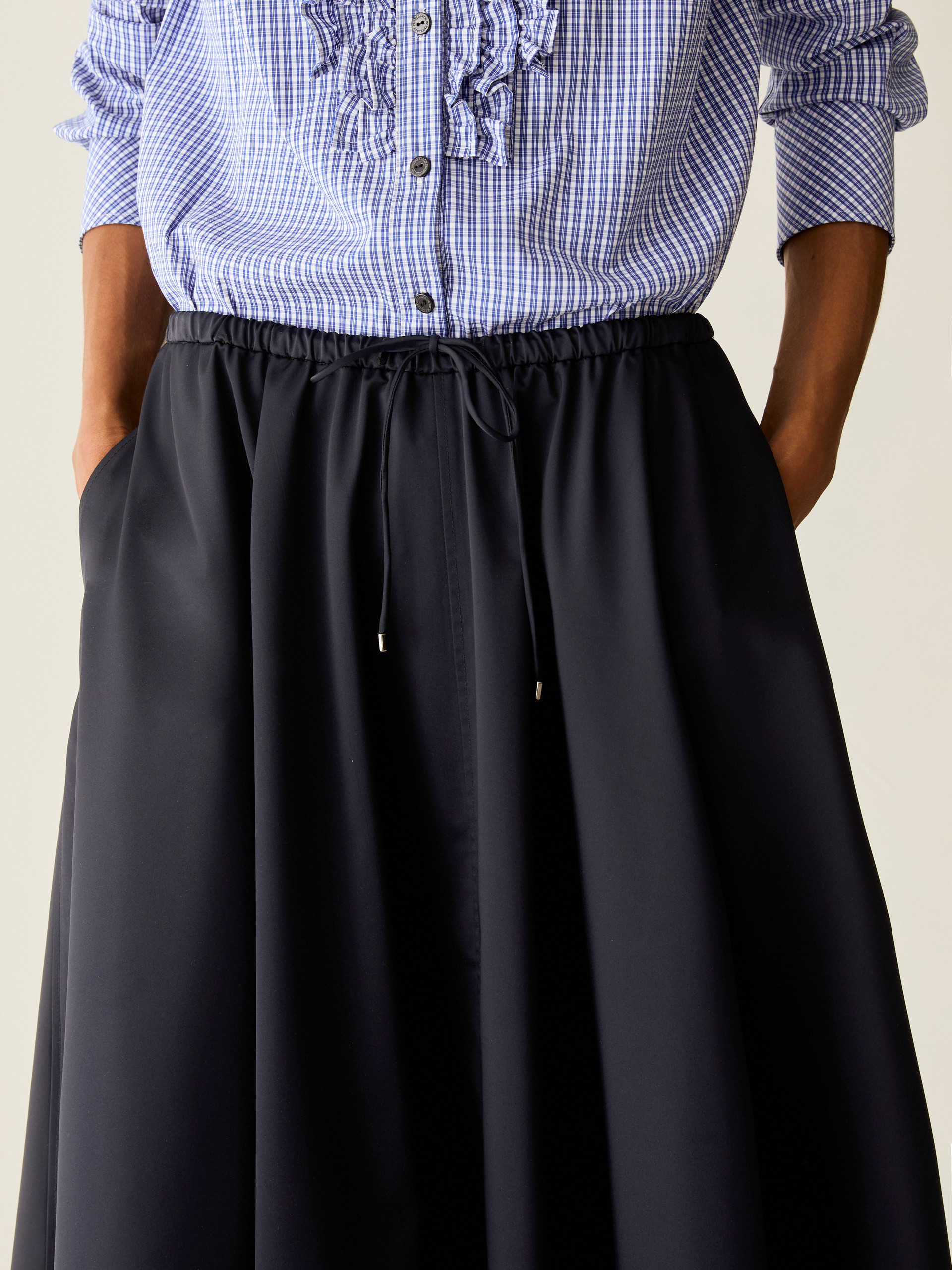 Technical satin midi skirt - NAVY - Pennyblack - 4