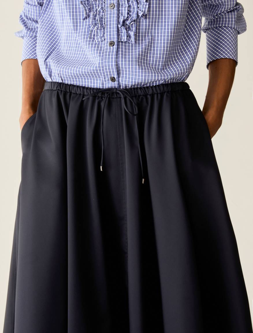 Technical satin midi skirt - NAVY - Pennyblack - 4