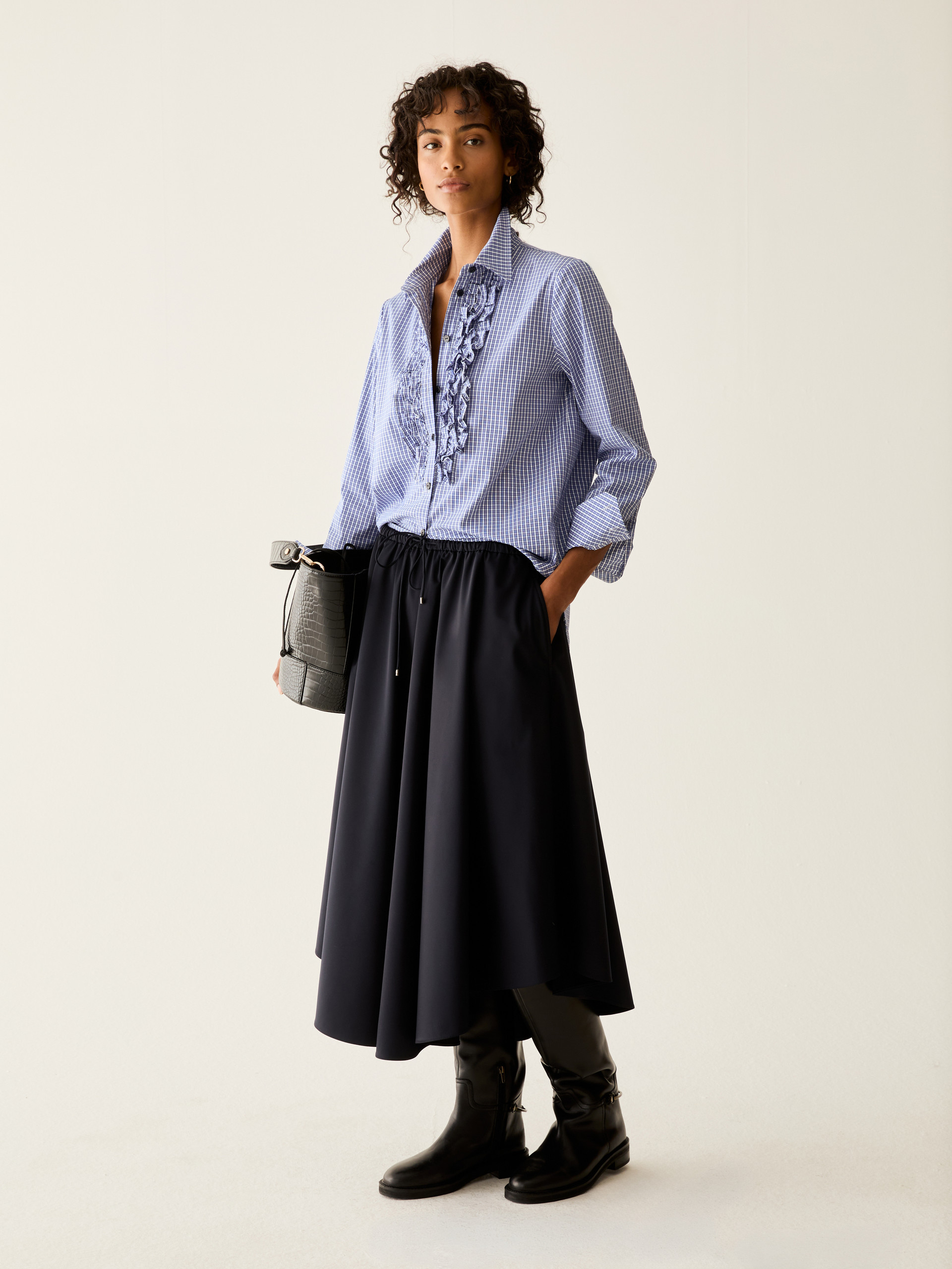Technical satin midi skirt - NAVY - Pennyblack - 5