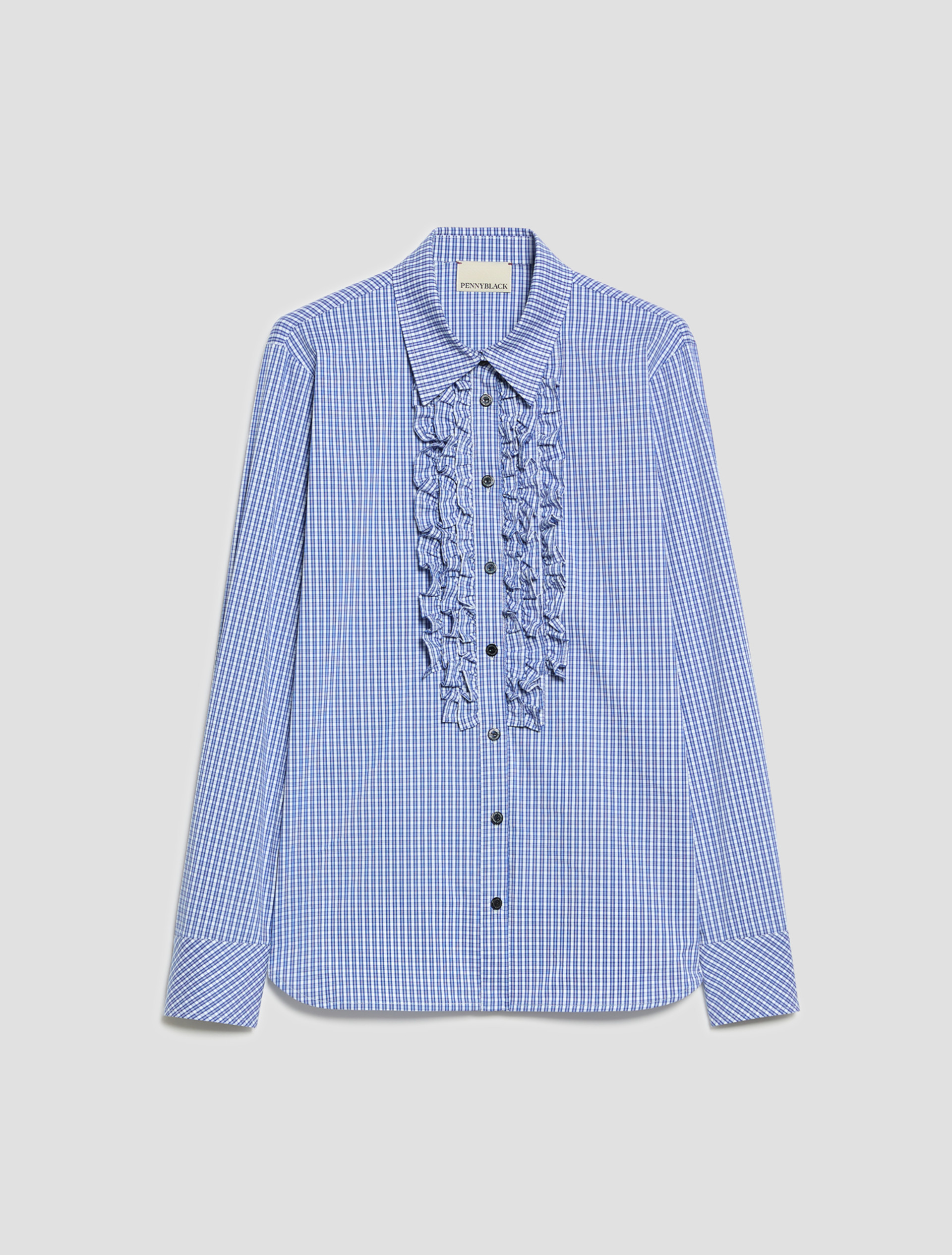 Ruffled poplin shirt - ROYAL BLUE - Pennyblack - 2