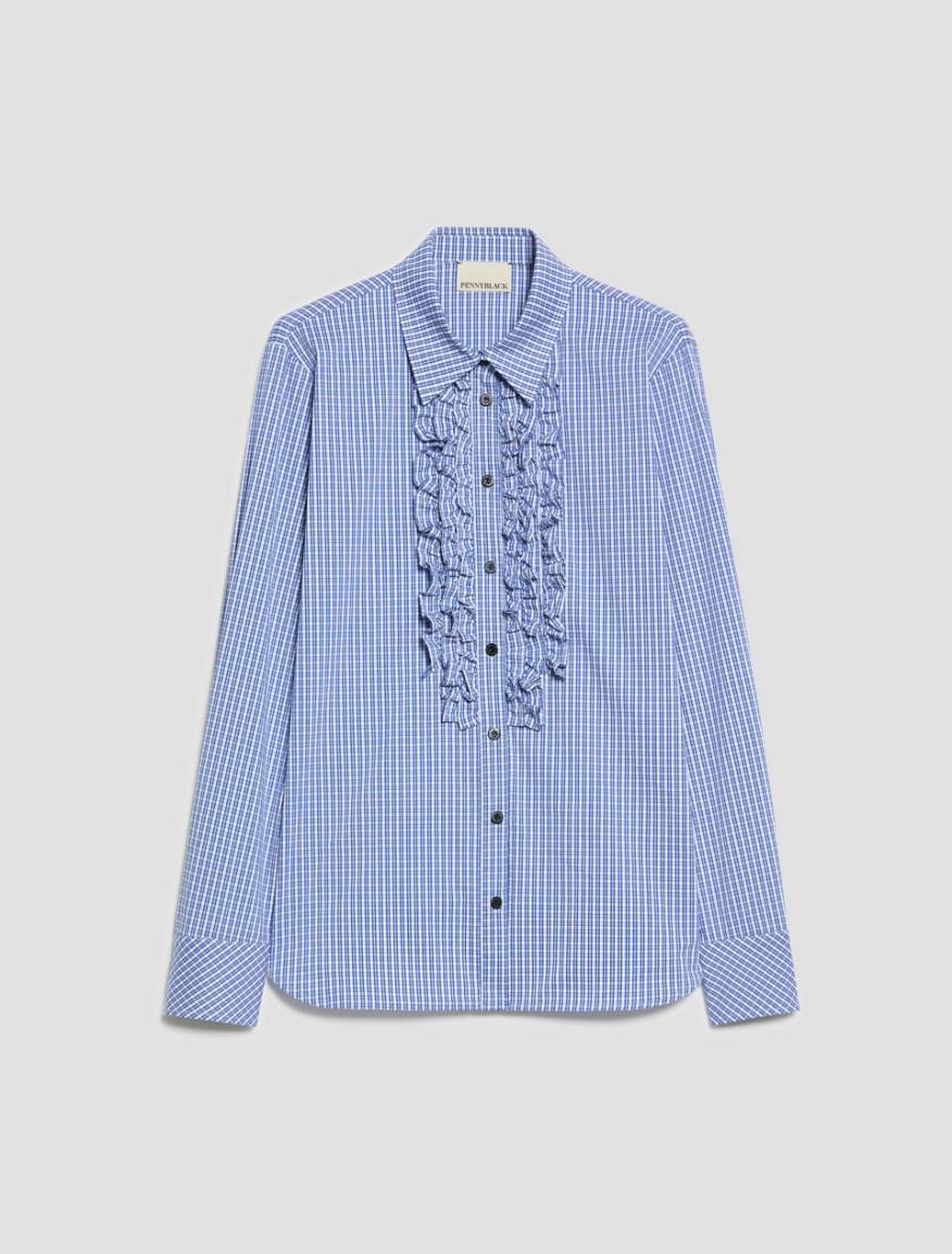 Ruffled poplin shirt - ROYAL BLUE - Pennyblack - 2