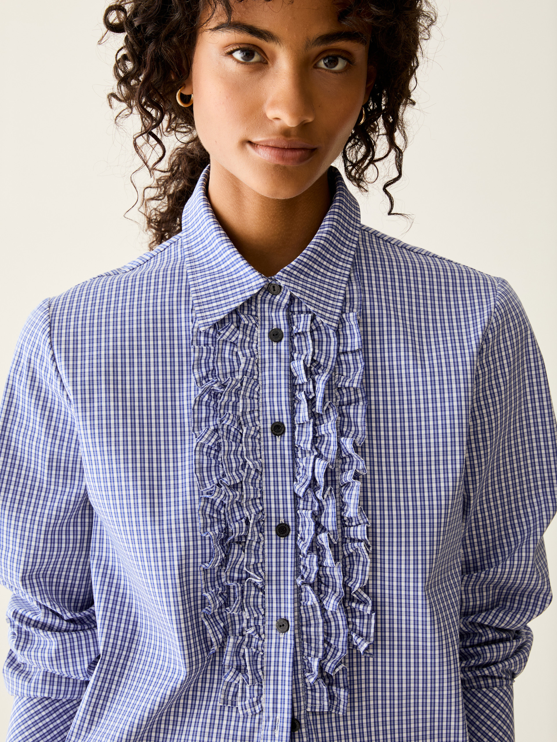 Ruffled poplin shirt - ROYAL BLUE - Pennyblack - 4
