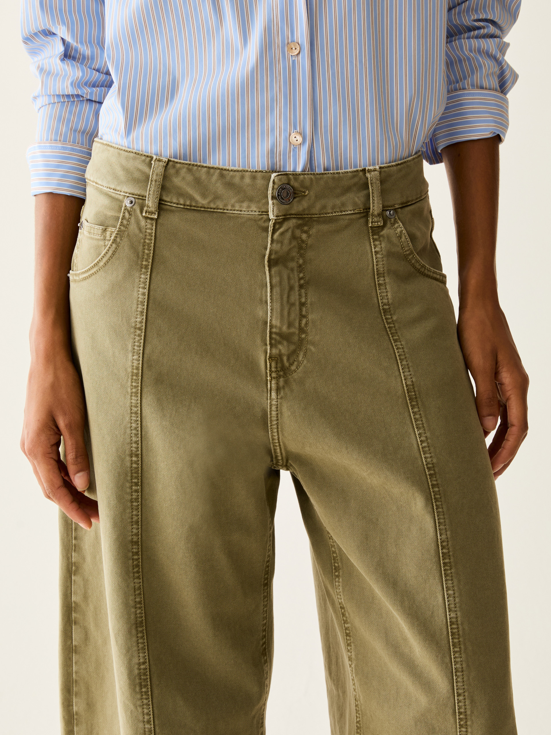 Bull denim barrel-leg trousers - SAGE - Pennyblack - 4