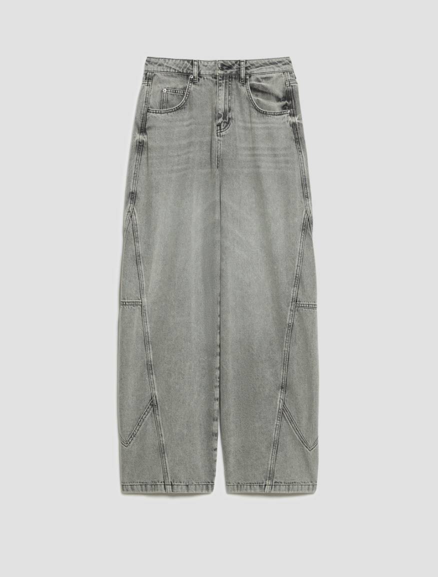 Bleached barrel-leg jeans - LIGHT GREY - Pennyblack - 2