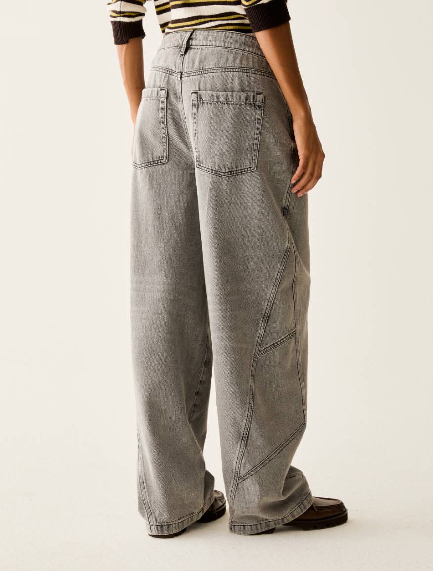 Bleached barrel-leg jeans - LIGHT GREY - Pennyblack - 3