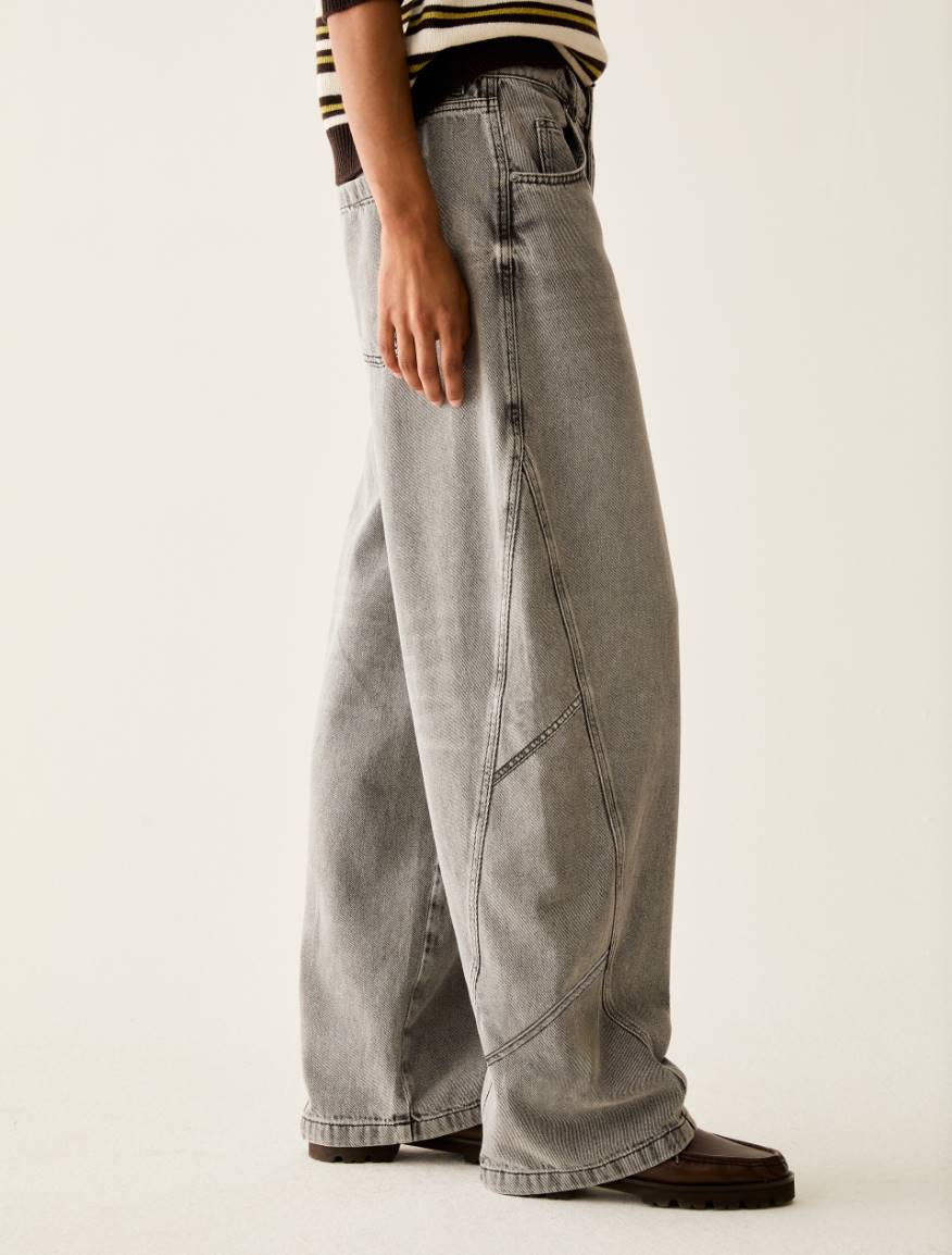 Bleached barrel-leg jeans - LIGHT GREY - Pennyblack - 4