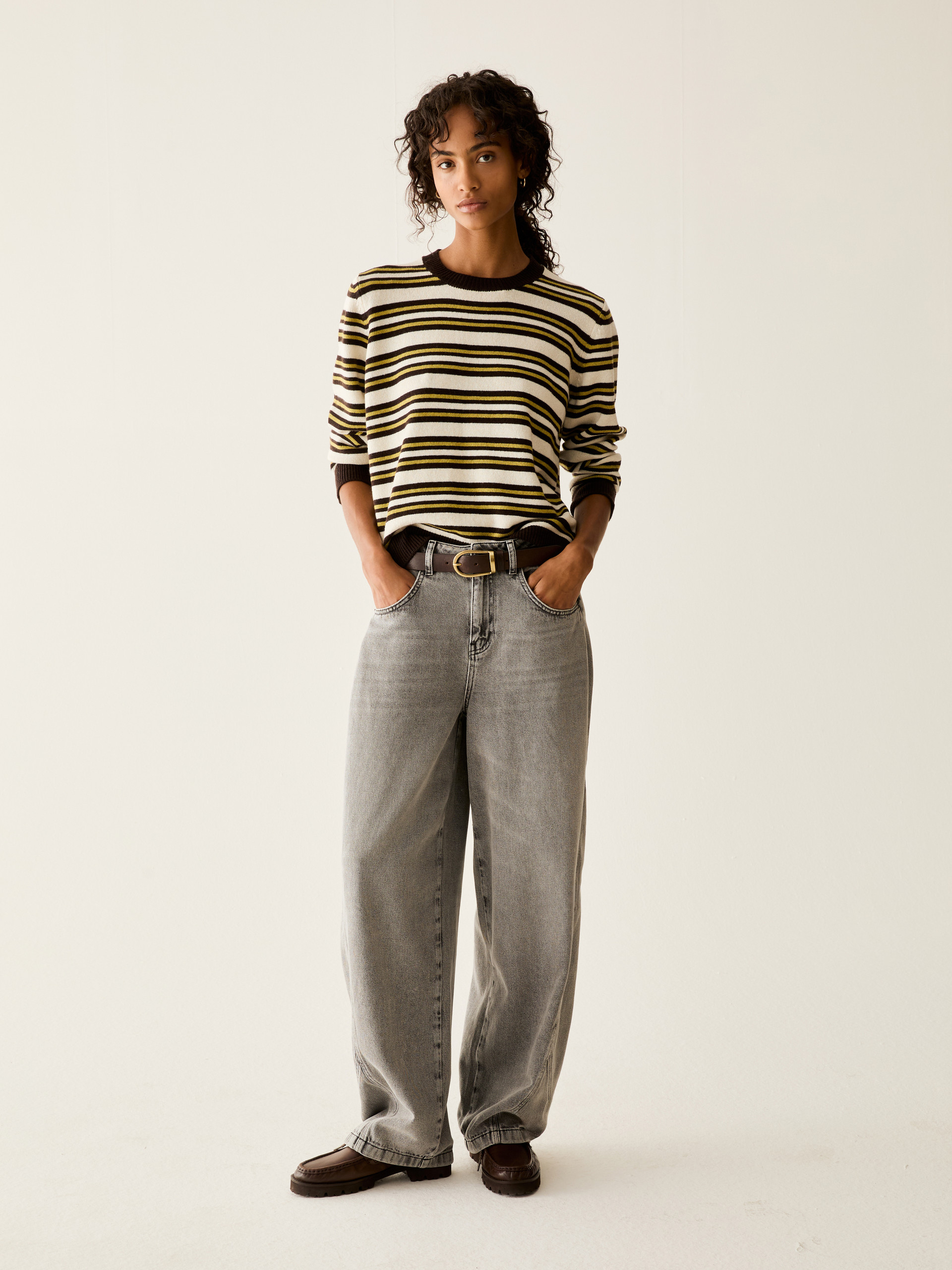 Bleached barrel-leg jeans - LIGHT GREY - Pennyblack - 1
