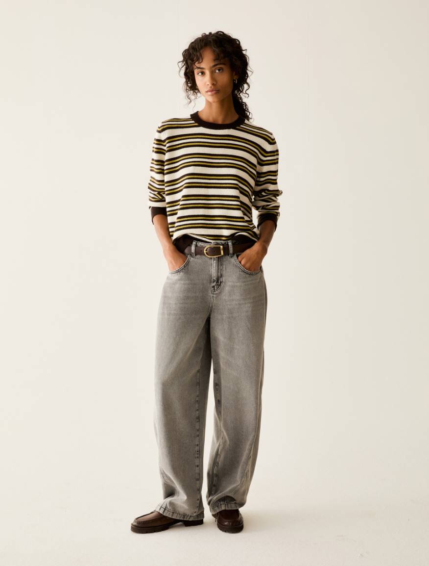 Bleached barrel-leg jeans - LIGHT GREY - Pennyblack