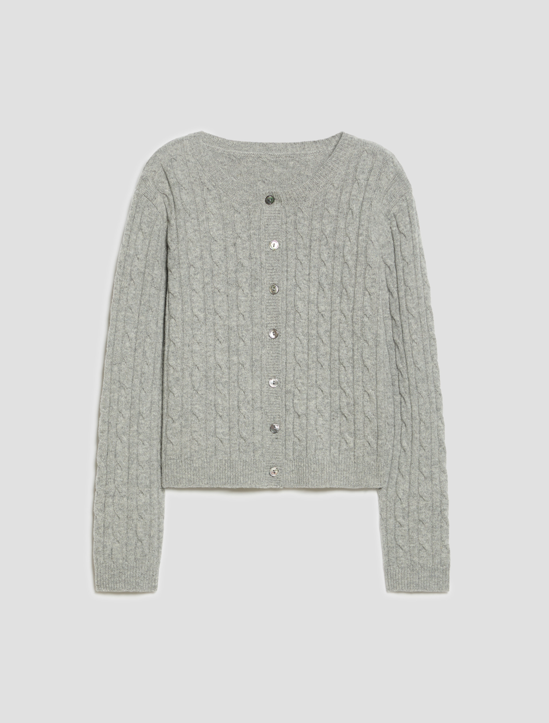 Slim cable-knit wool cardigan - MEDIUM GREY - Pennyblack - 2