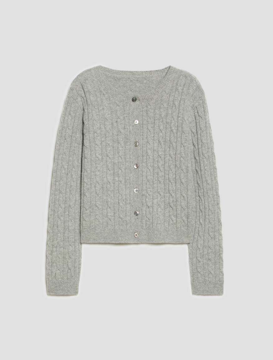 Slim cable-knit wool cardigan - MEDIUM GREY - Pennyblack - 2