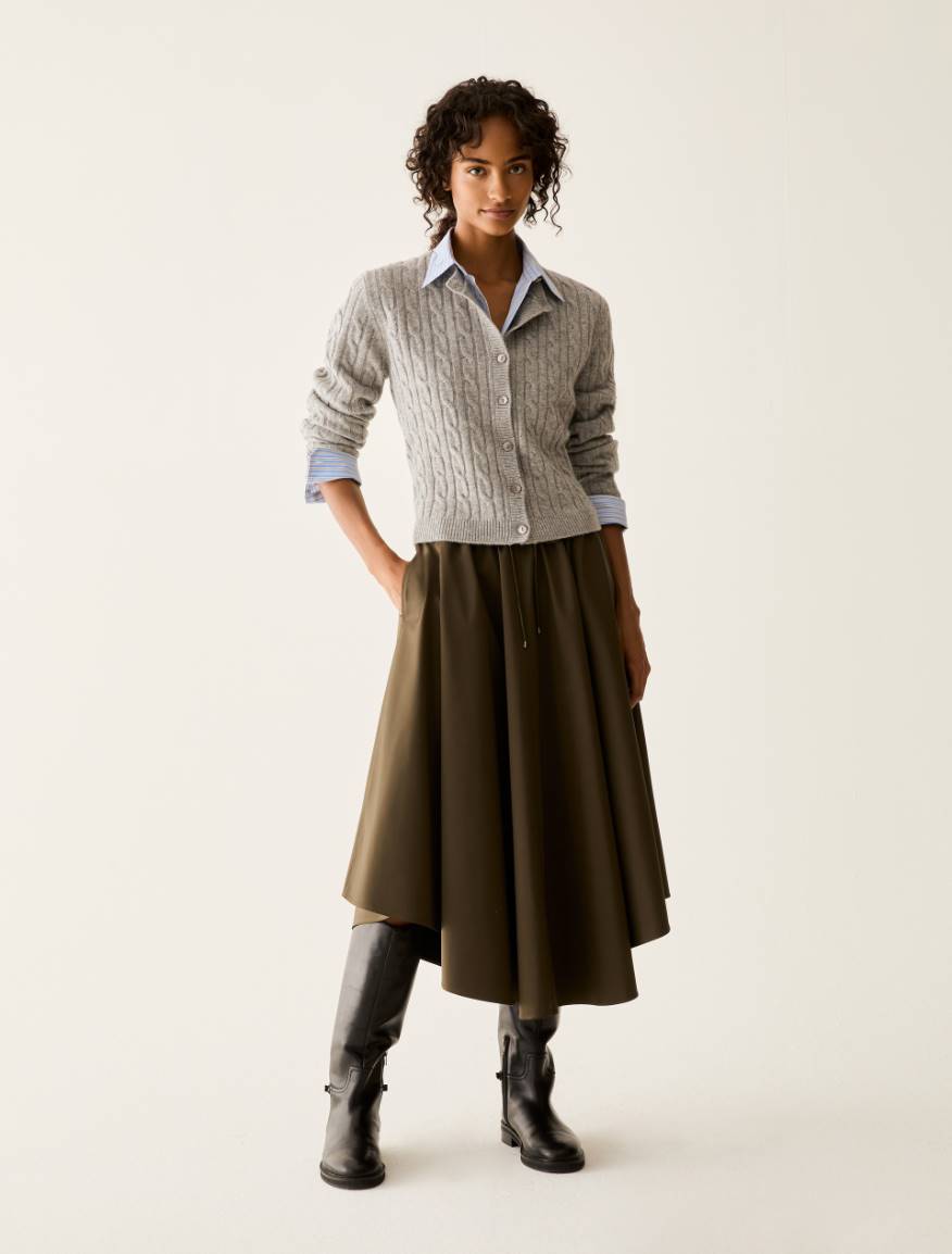 Slim cable-knit wool cardigan - MEDIUM GREY - Pennyblack - 5