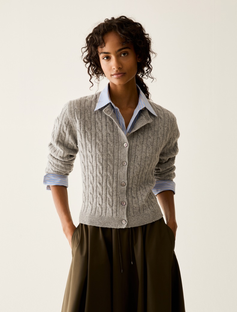 Slim cable-knit wool cardigan - Pennyblack - 6