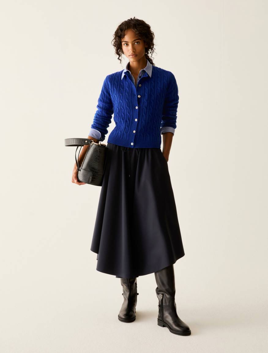 Slim cable-knit wool cardigan - ROYAL BLUE - Pennyblack - 5