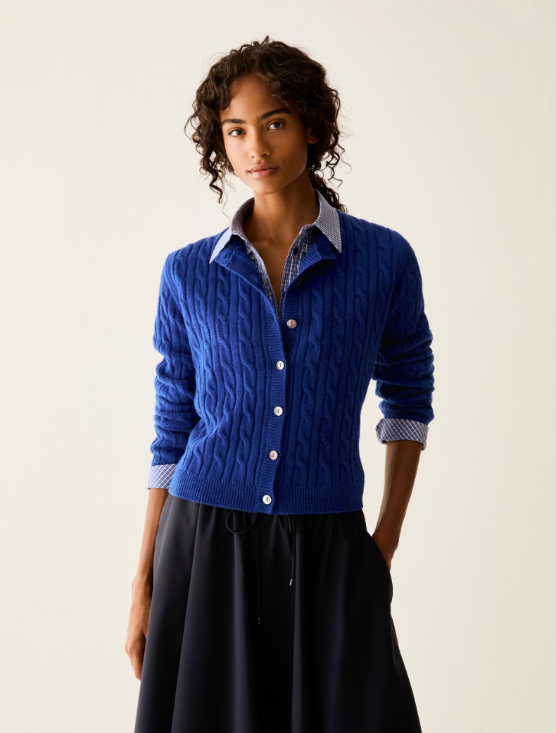 Slim cable-knit wool cardigan - Pennyblack - 6