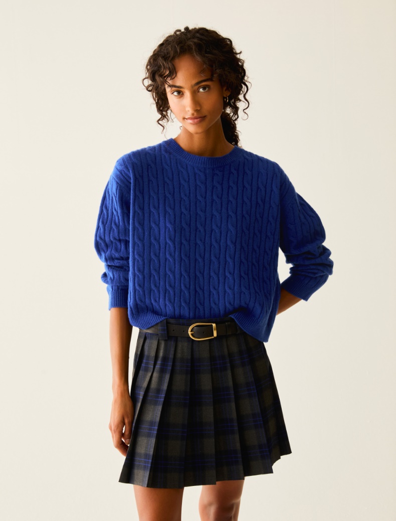 Boxy-cut cable-knit wool jumper - Pennyblack