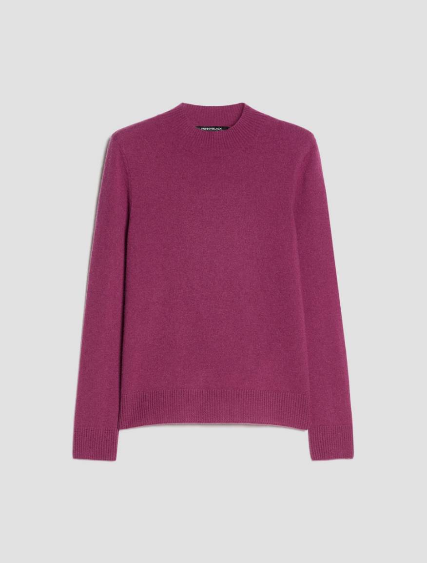 Pure cashmere mock polo neck jumper - PURPLE - Pennyblack - 2