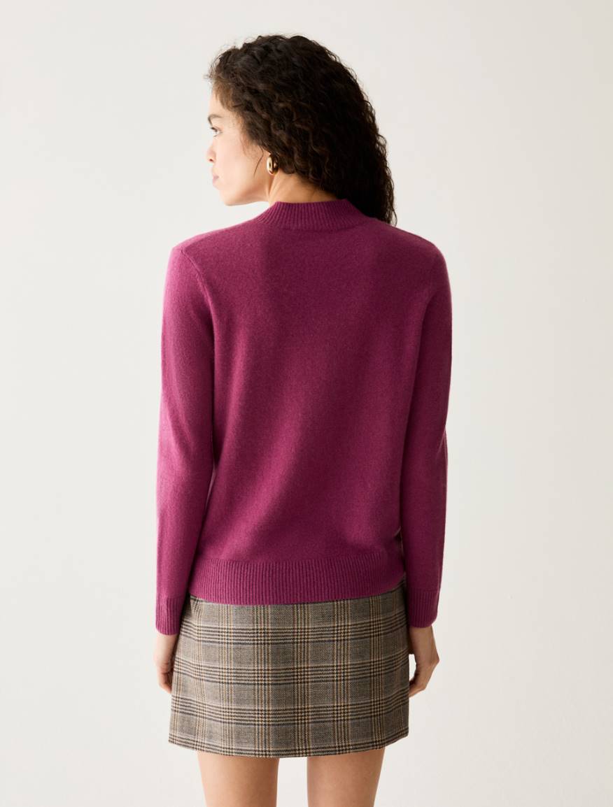 Pure cashmere mock polo neck jumper - PURPLE - Pennyblack - 3