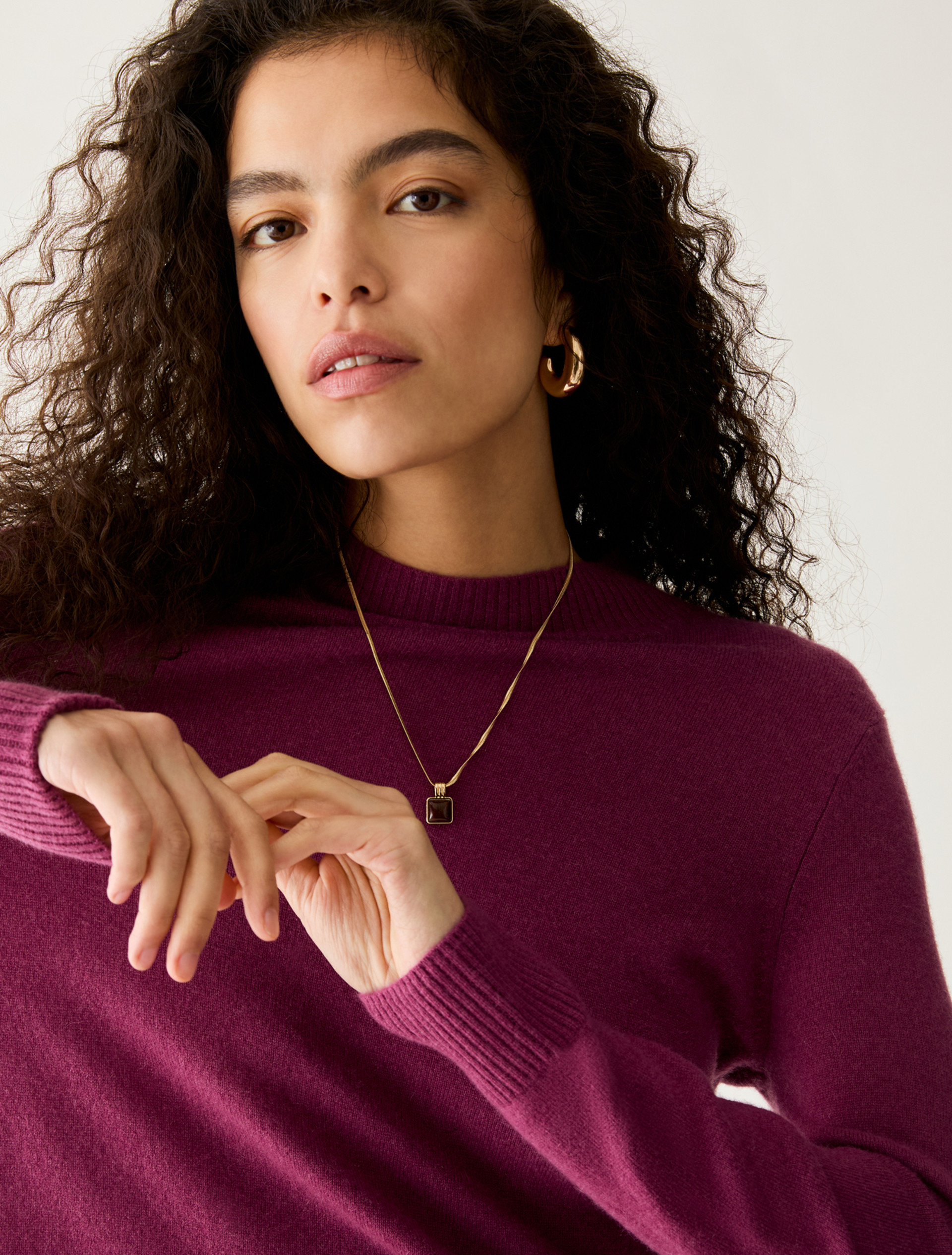 Pure cashmere mock polo neck jumper - PURPLE - Pennyblack - 4