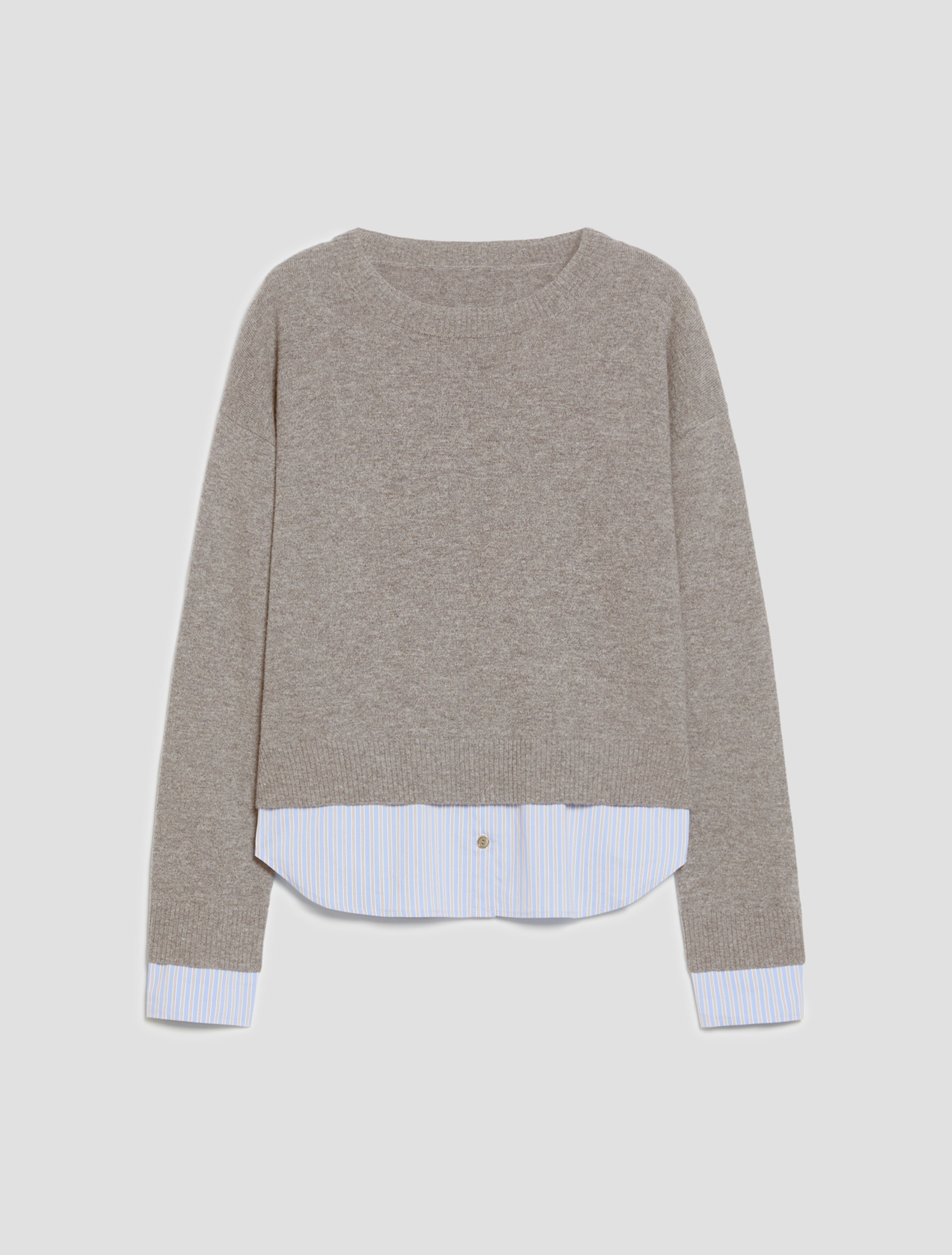 Merino wool and poplin jumper - MEDIUM GREY - Pennyblack - 2