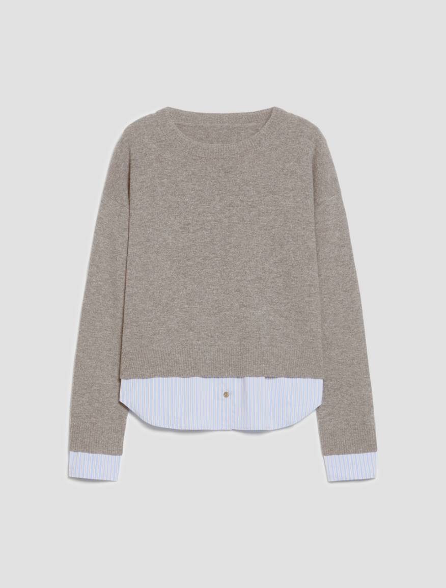 Merino wool and poplin jumper - MEDIUM GREY - Pennyblack - 2
