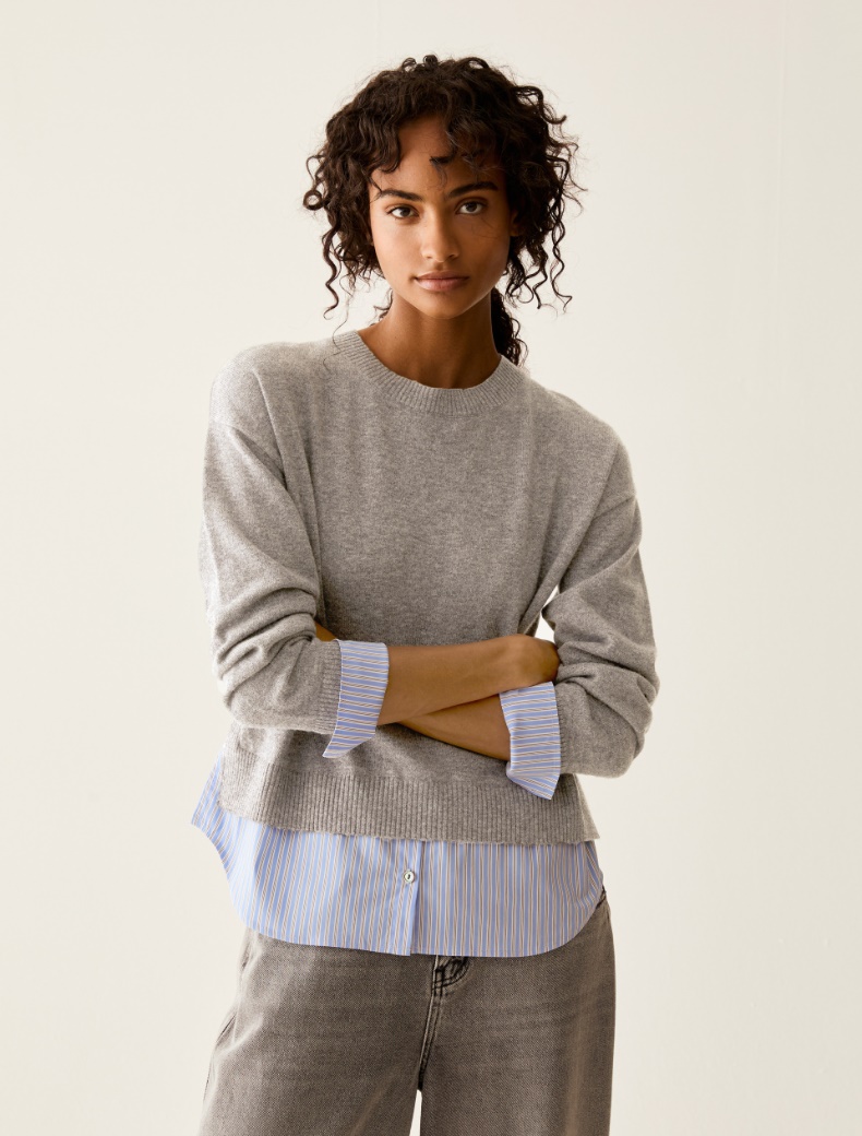 Merino wool and poplin jumper - Pennyblack