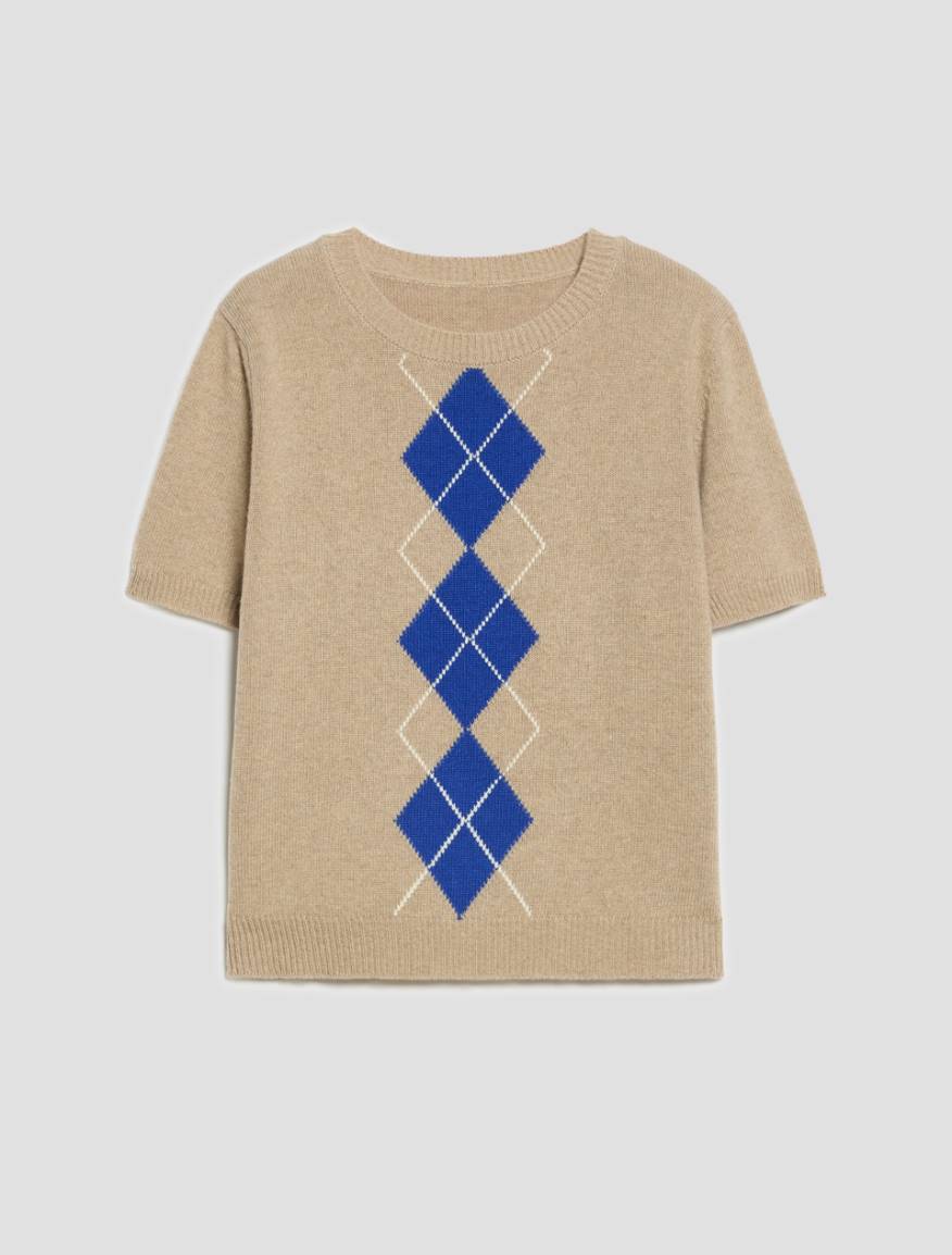 Argyle knit T-shirt - BEIGE - Pennyblack - 2