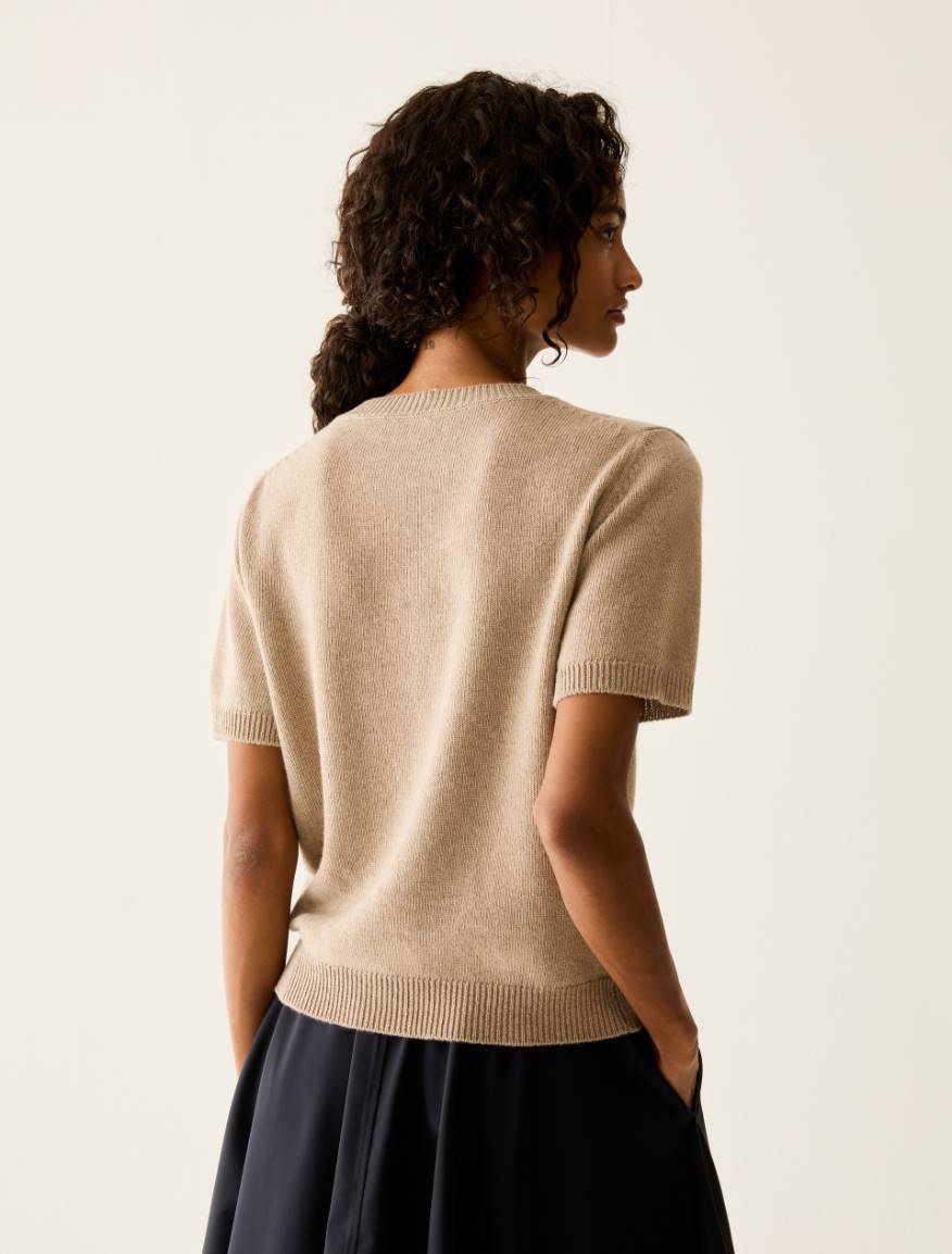 Argyle knit T-shirt - BEIGE - Pennyblack - 3