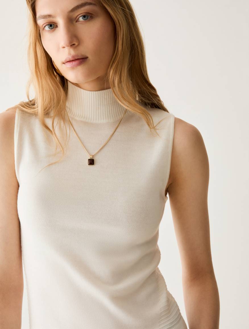 Fine pure wool top - OPTICAL WHITE - Pennyblack - 4