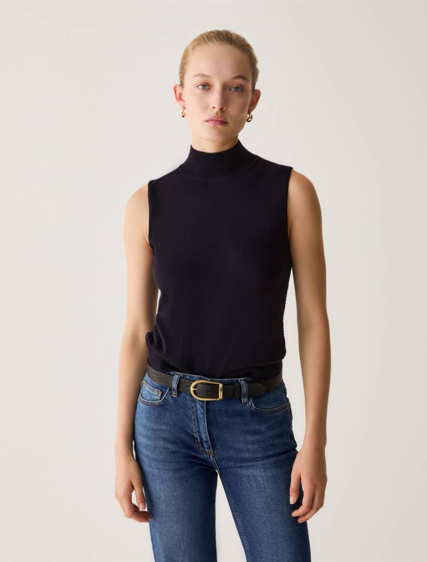 Fine pure wool top - NAVY - Pennyblack