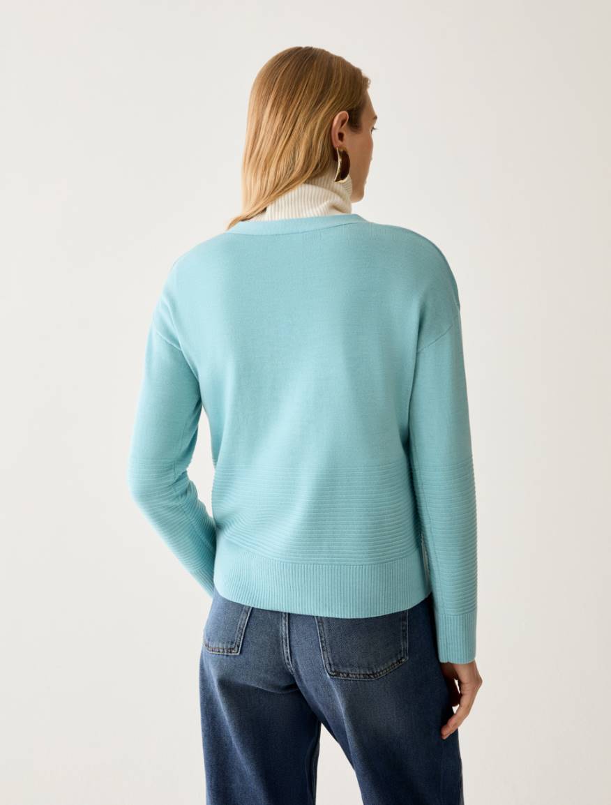 Pure wool V neck jumper - AQUAMARINE - Pennyblack - 3