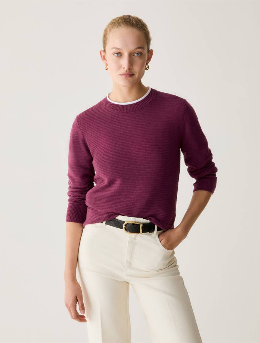 Fine pure wool jumper - PURPLE - Pennyblack