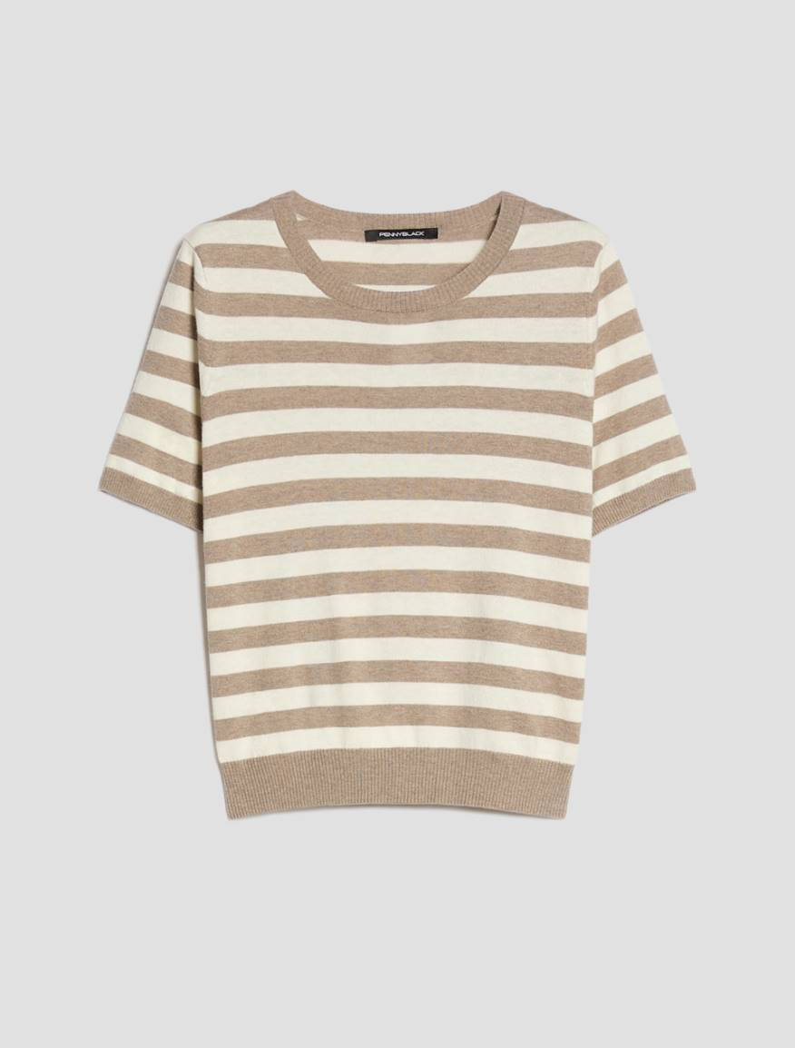 Cotton, silk and cashmere T-shirt - BEIGE - Pennyblack - 2