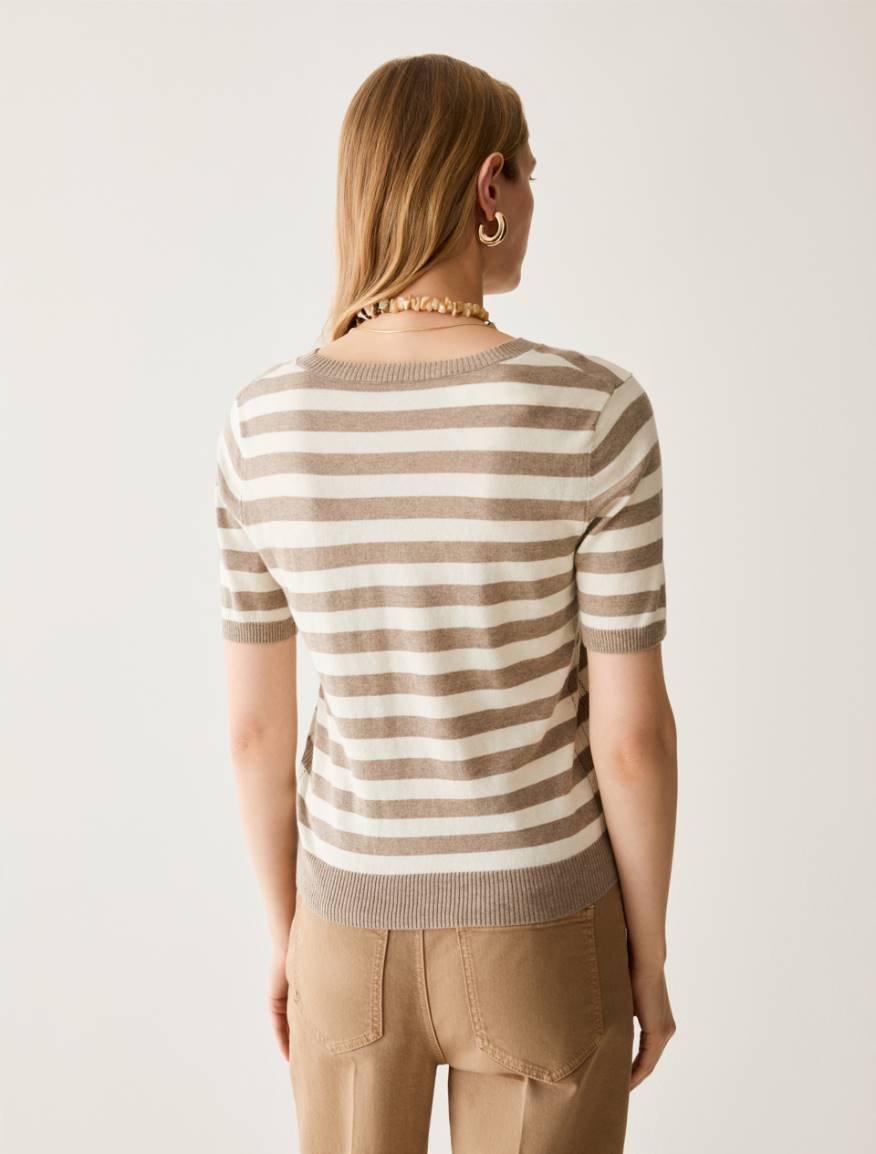 Cotton, silk and cashmere T-shirt - BEIGE - Pennyblack - 3